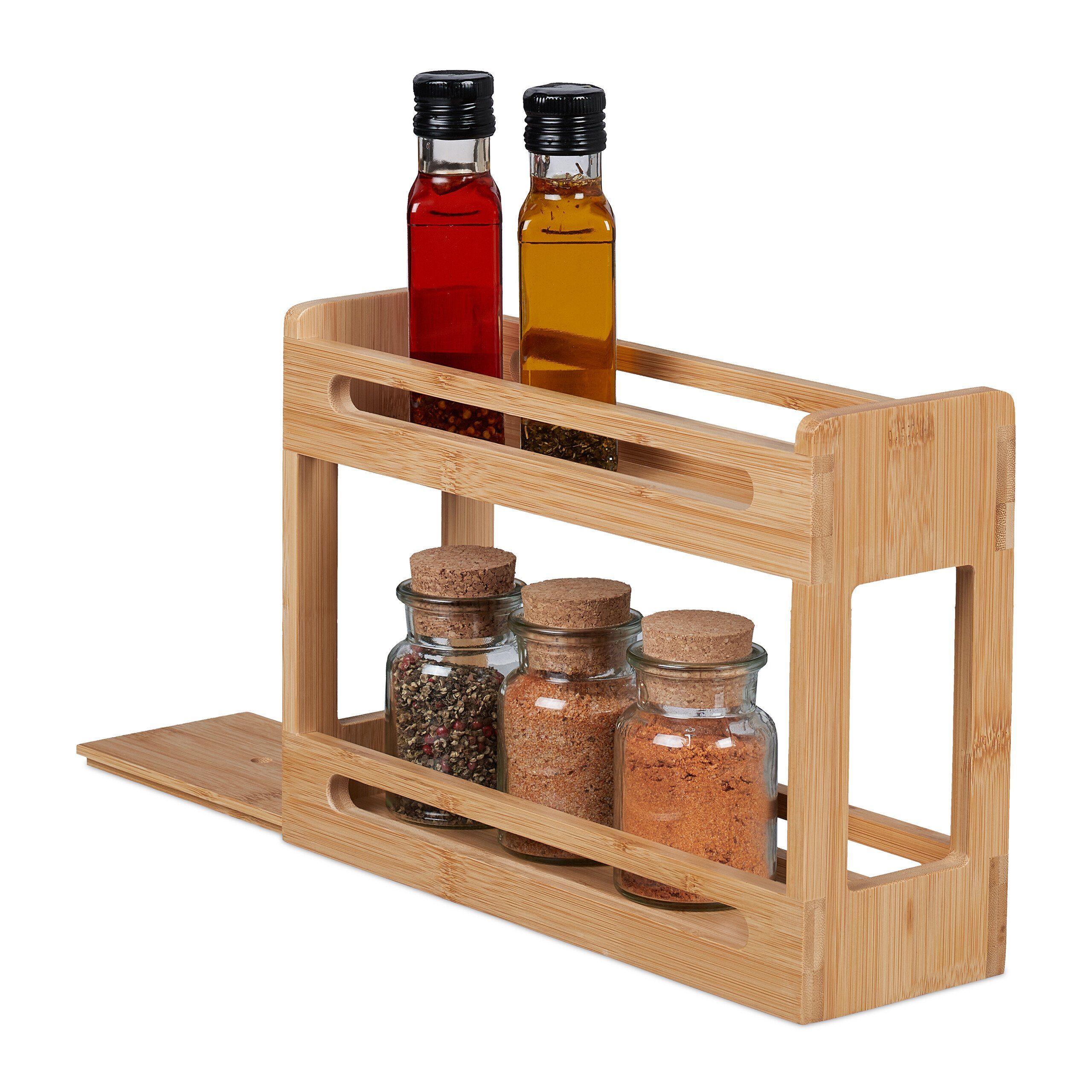 relaxdays Gewürzregal Ausziehbares Gewürzregal aus Bambus günstig online kaufen