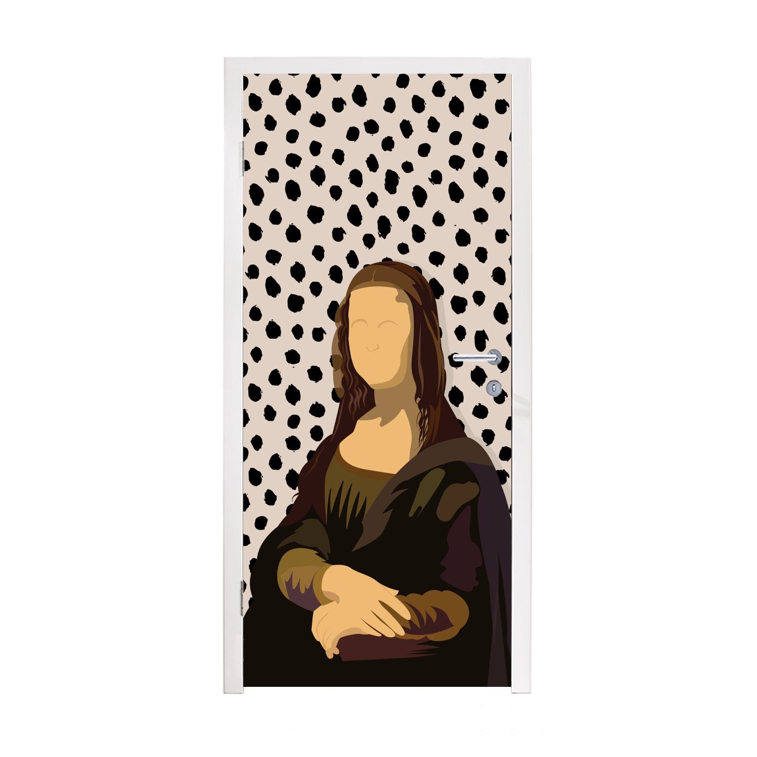 MuchoWow Türtapete Pastell - Mona Lisa - Polka dots - Alte Meister, Matt, bedruckt, (1 St), Fototapete für Tür, Türaufkleber, 75x205 cm