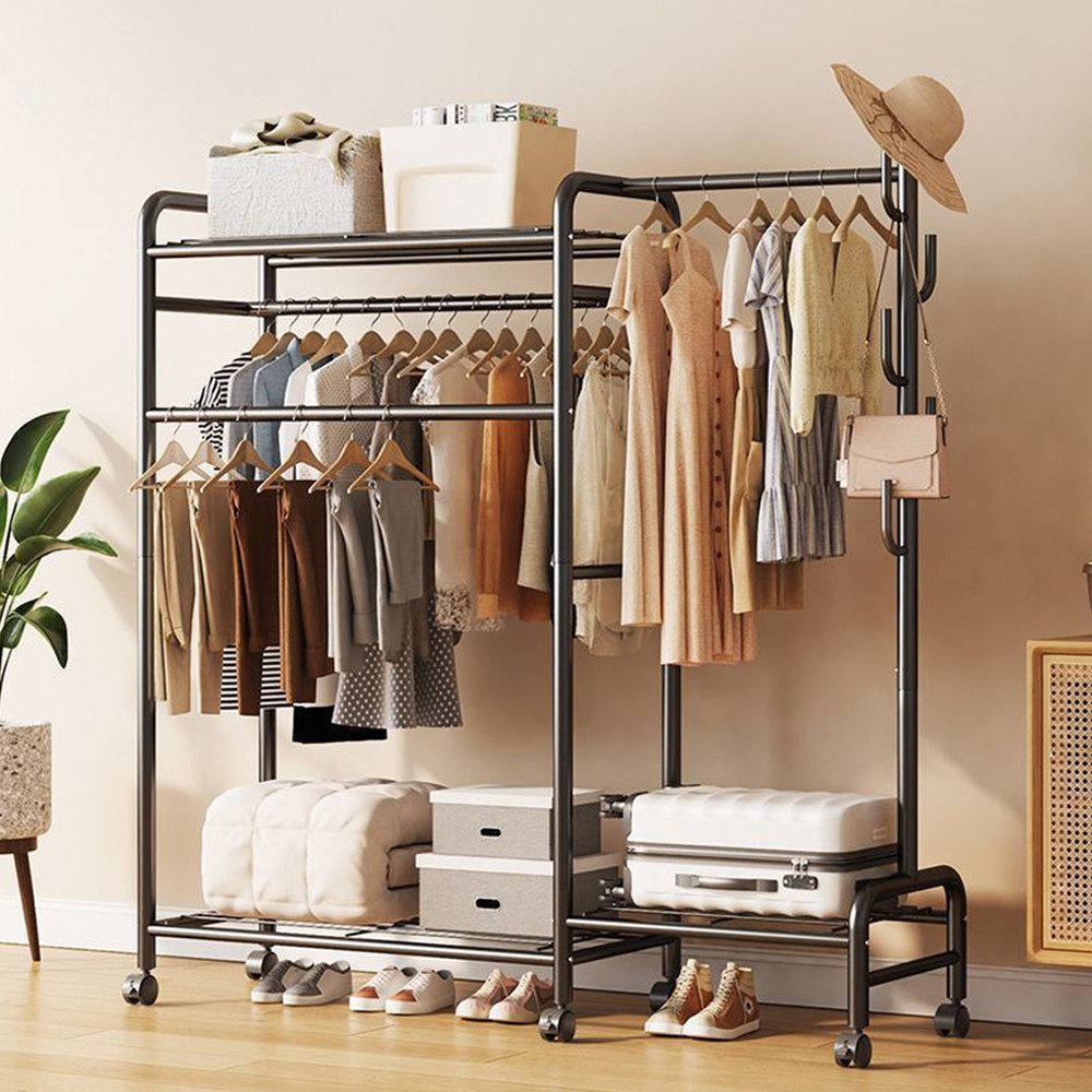 NUODWELL Kleiderständer Kleiderschrank,Freistehend Metall Kleiderständ Schw günstig online kaufen