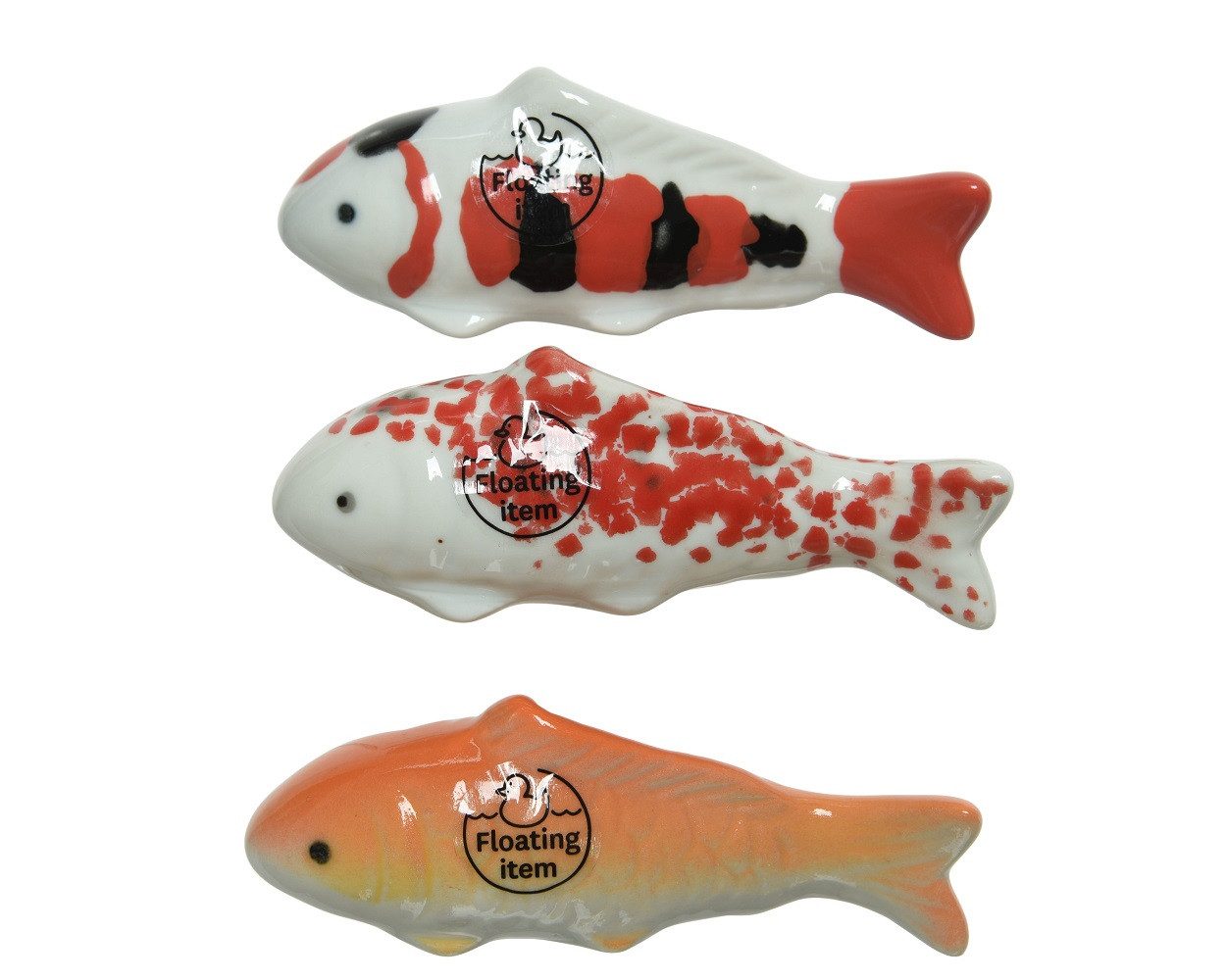 Kaemingk Dekofigur Fisch Deko Schwimmfisch Porzellan Teichdeko L ca 11 cm 3er Set