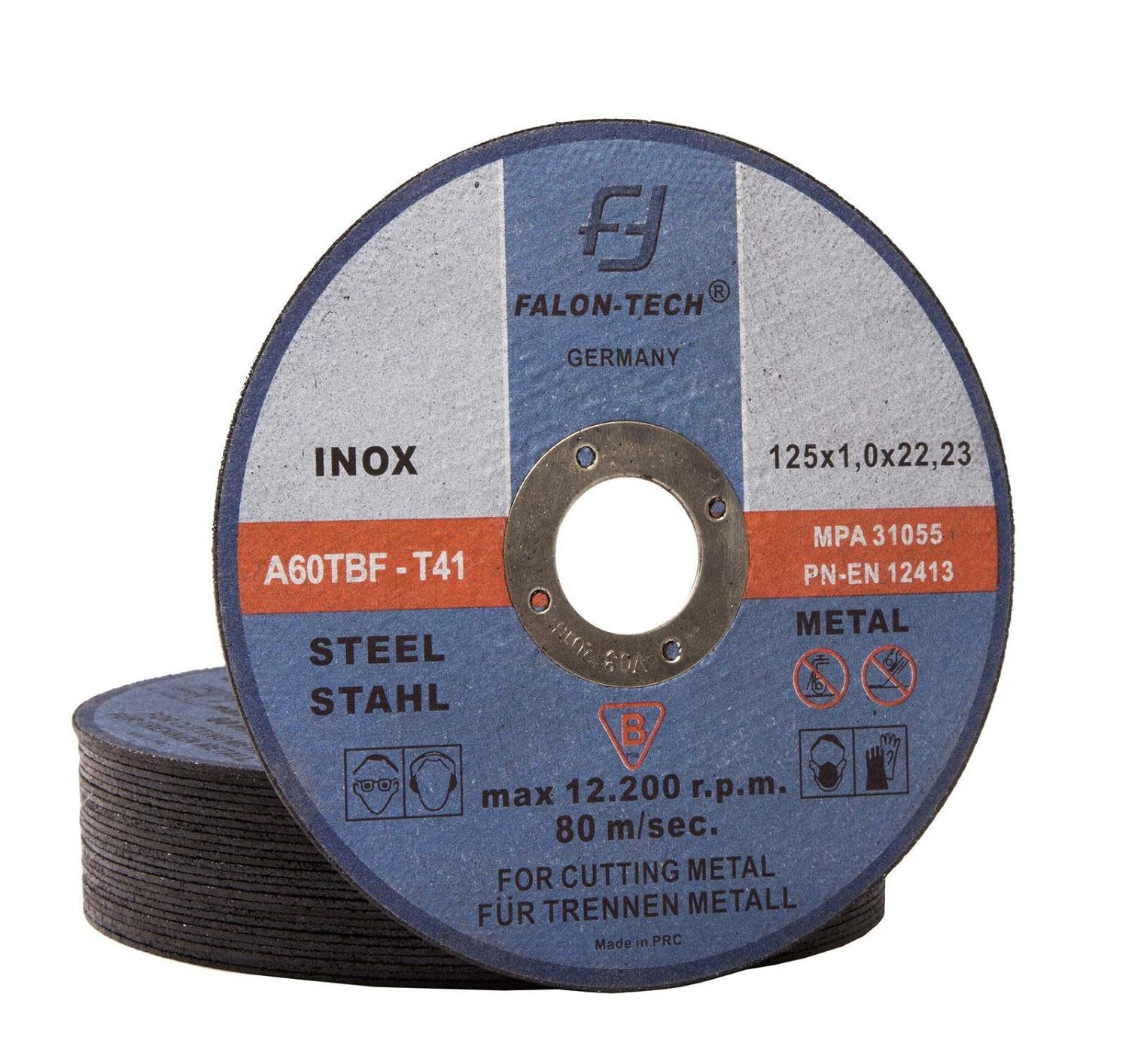 Falon-Tech Trennscheiben 25x Metalltrennscheiben Flexscheiben Stahl Edelstahl 125 mm x1mm, (25-tlg)