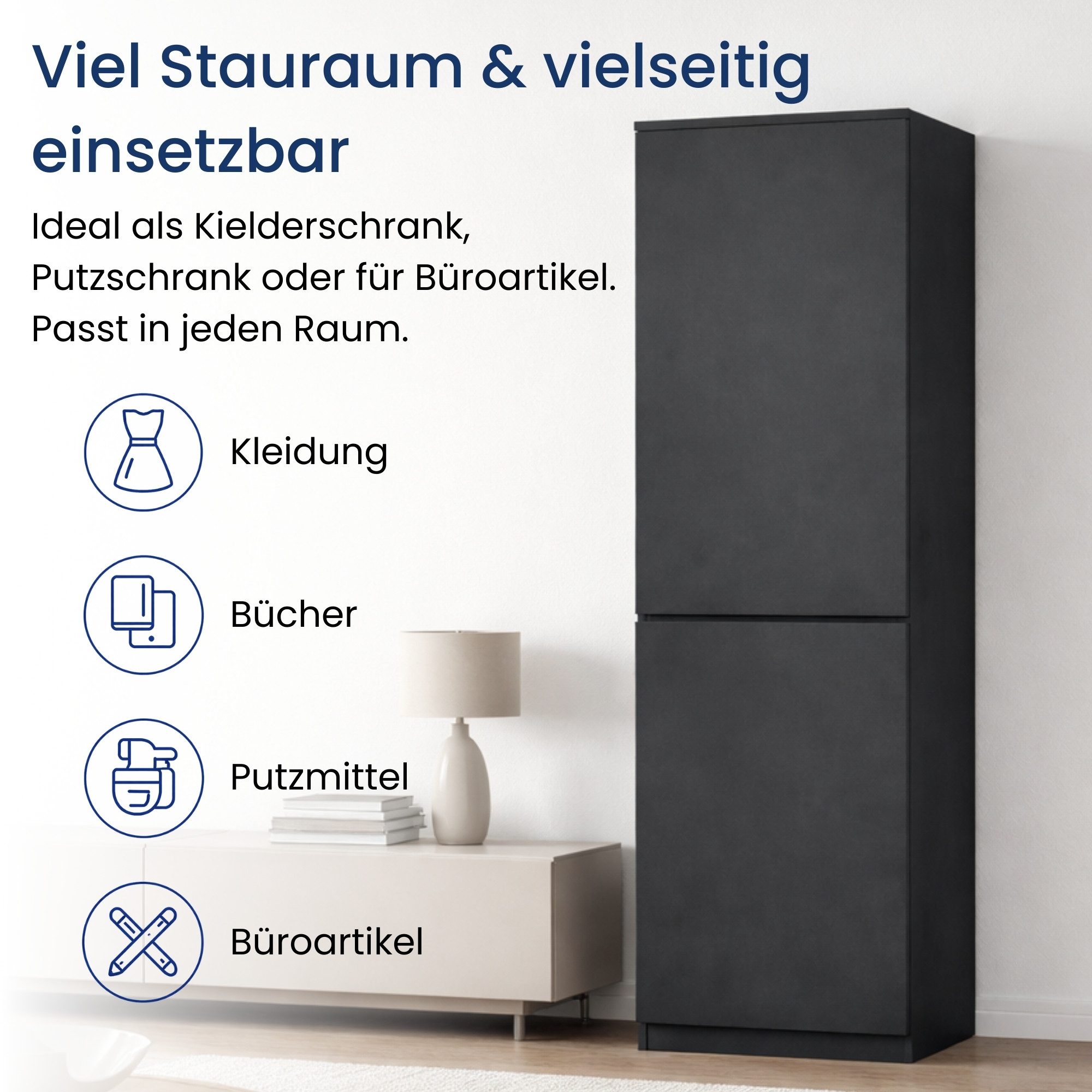 Home Collective Kleiderschrank Garderobenschrank Mehrzweckschrank Schrank platzsparend & vielseitig (50x40x180,5 cm (BxTxH), ideal für Schlafzimmer Flur & Arbei – Bild 4 von 5