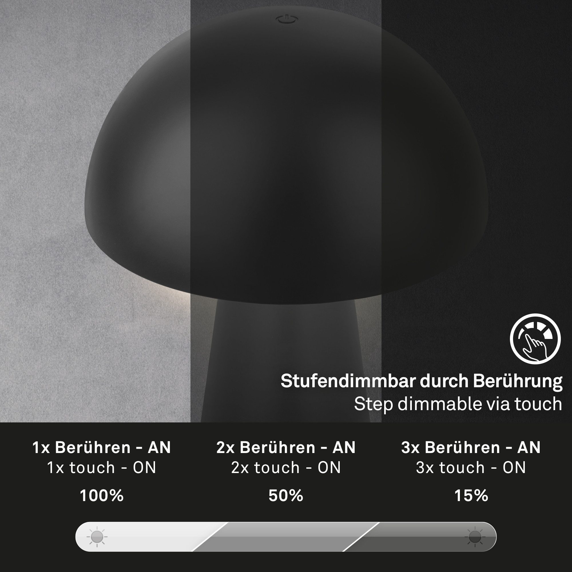 Briloner Leuchten Tischleuchte LED Tischlampe Akku Schreibtisch Wohnzimmer, LED fest integriert, mit Akku, höhenverstellbar, USB-C, warmweiß, IP44, weiß, 19,5/28 cm