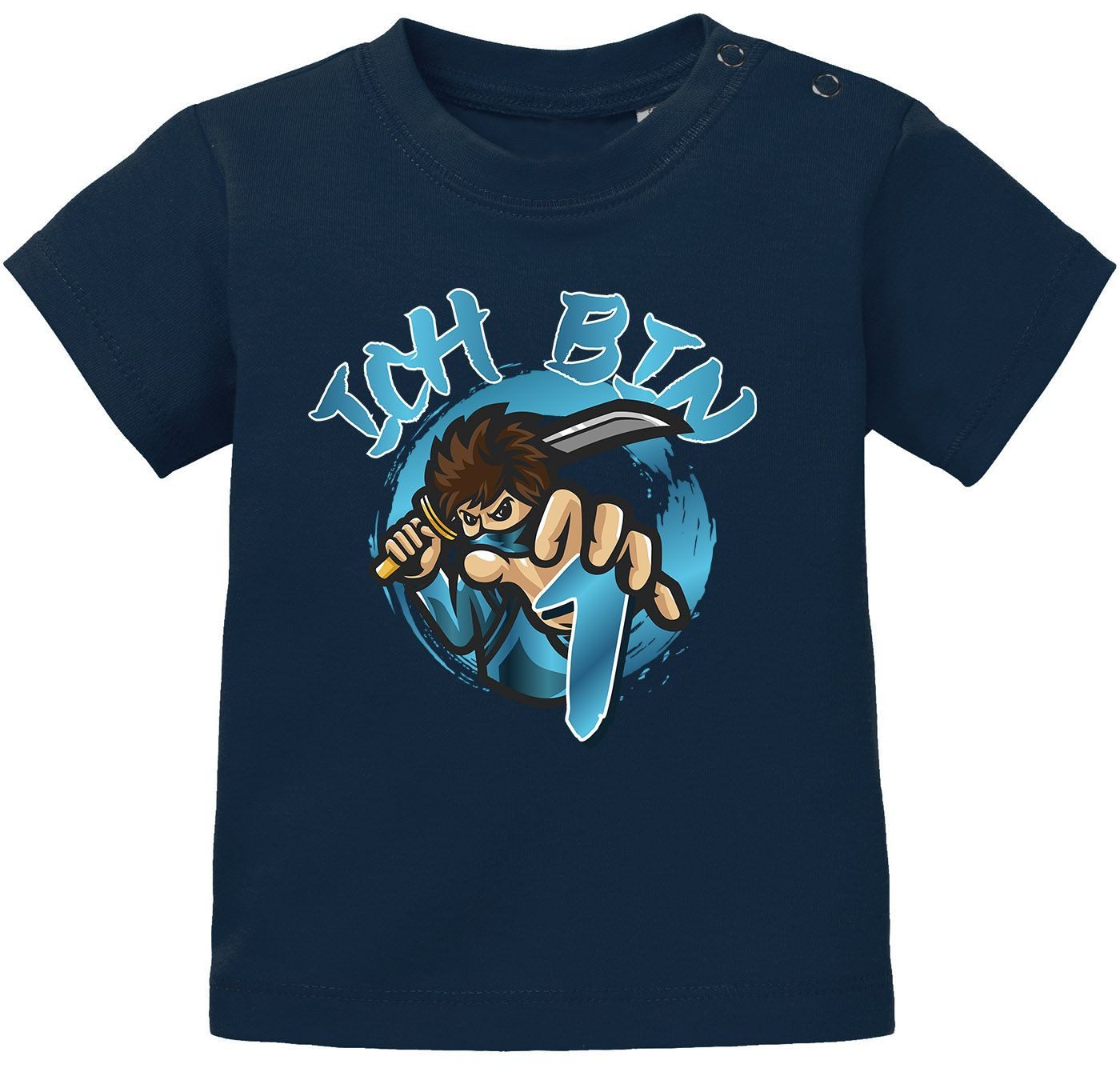 Print-Shirt Baby T-Shirt erster Geburtstag Ich bin 1 (2) Ninja Kid Comic Manga