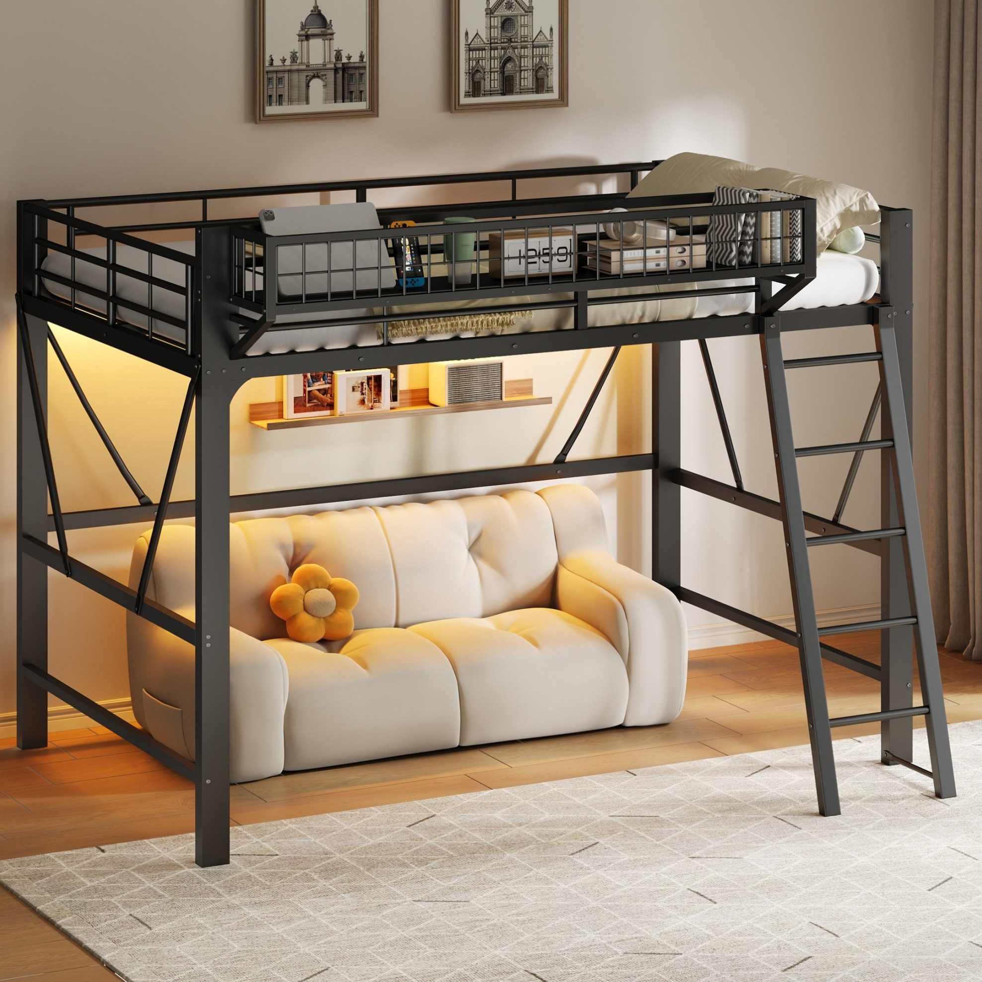 Hochbett mit LED-Beleuchtung
