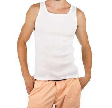 STTS Unterhemd 3-er Pack Herrenunterhemden Weiß Feinripp 100% Baumwolle Top-Qualität