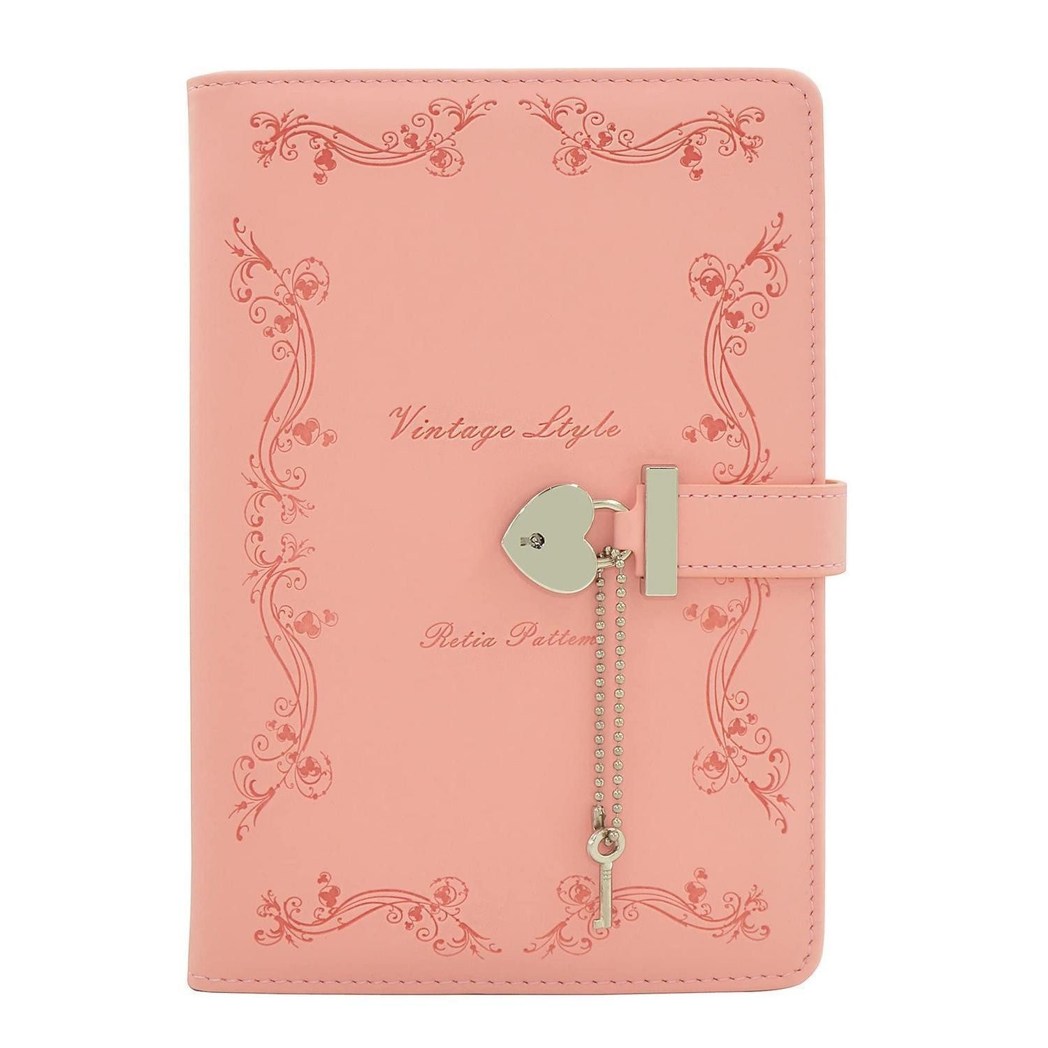 LuxusKollektion Tagebuch Tagebuch mit Herzschloss A5 Rosa in Lederoptik