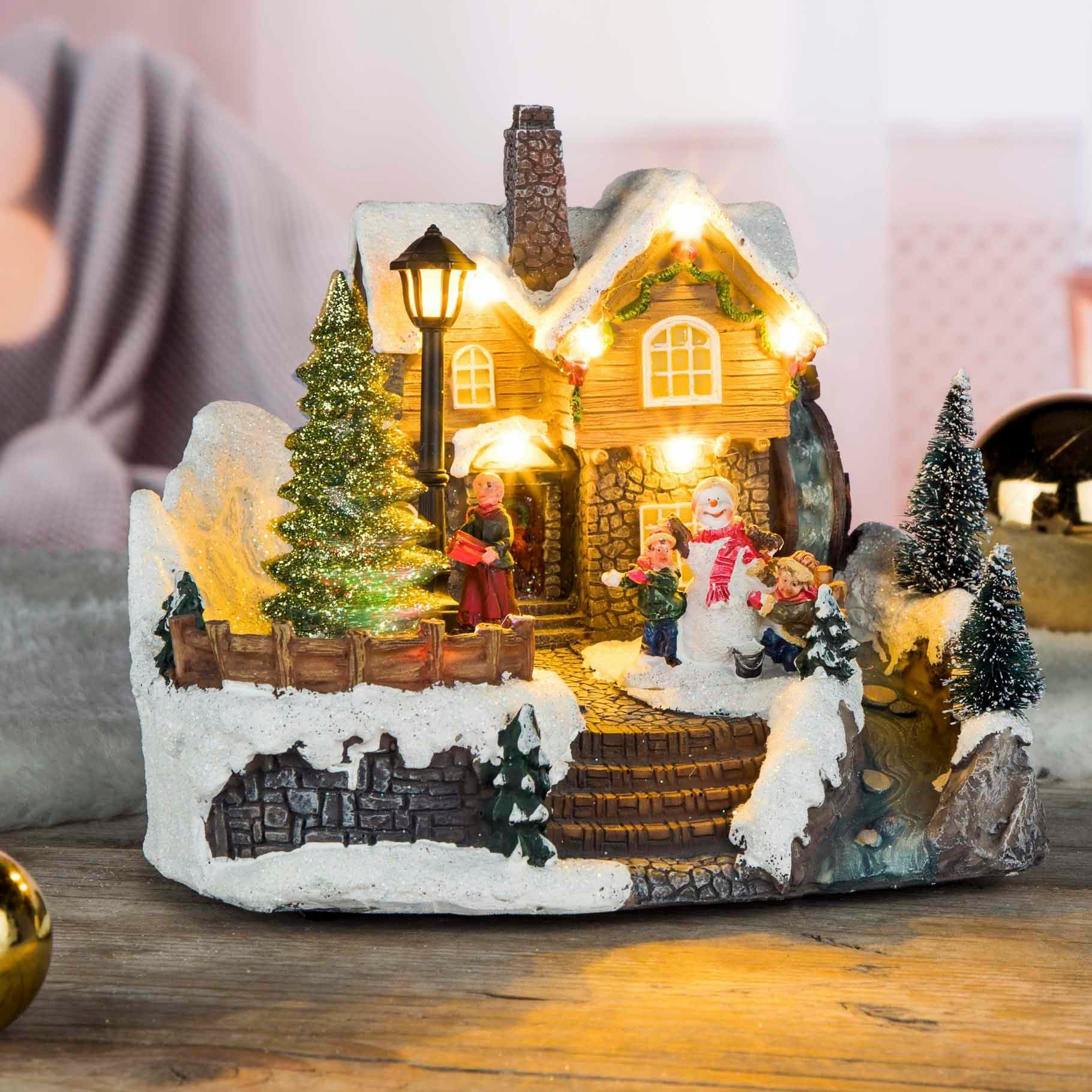 Dekoobjekt Beleuchtete Weihnachtsstadt ca. 20 x 15 x 16,5cm