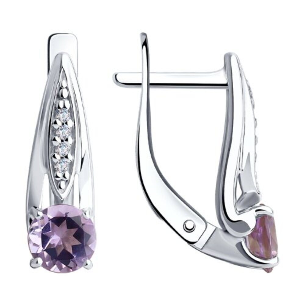 Secretforyou Creolen-Set 925 Sterling Silber Creolen Ohrringe Amethyst Zirkon Echtschmuck, 925 Sterling Silber