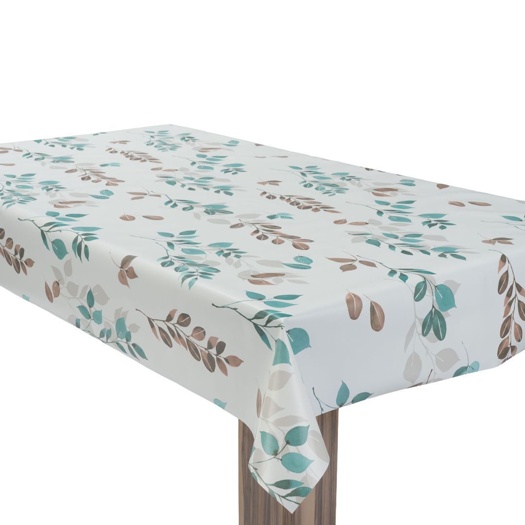 laro Tischdecke Wachstuchtischdecke Botanisch Türkis PVC Eckig