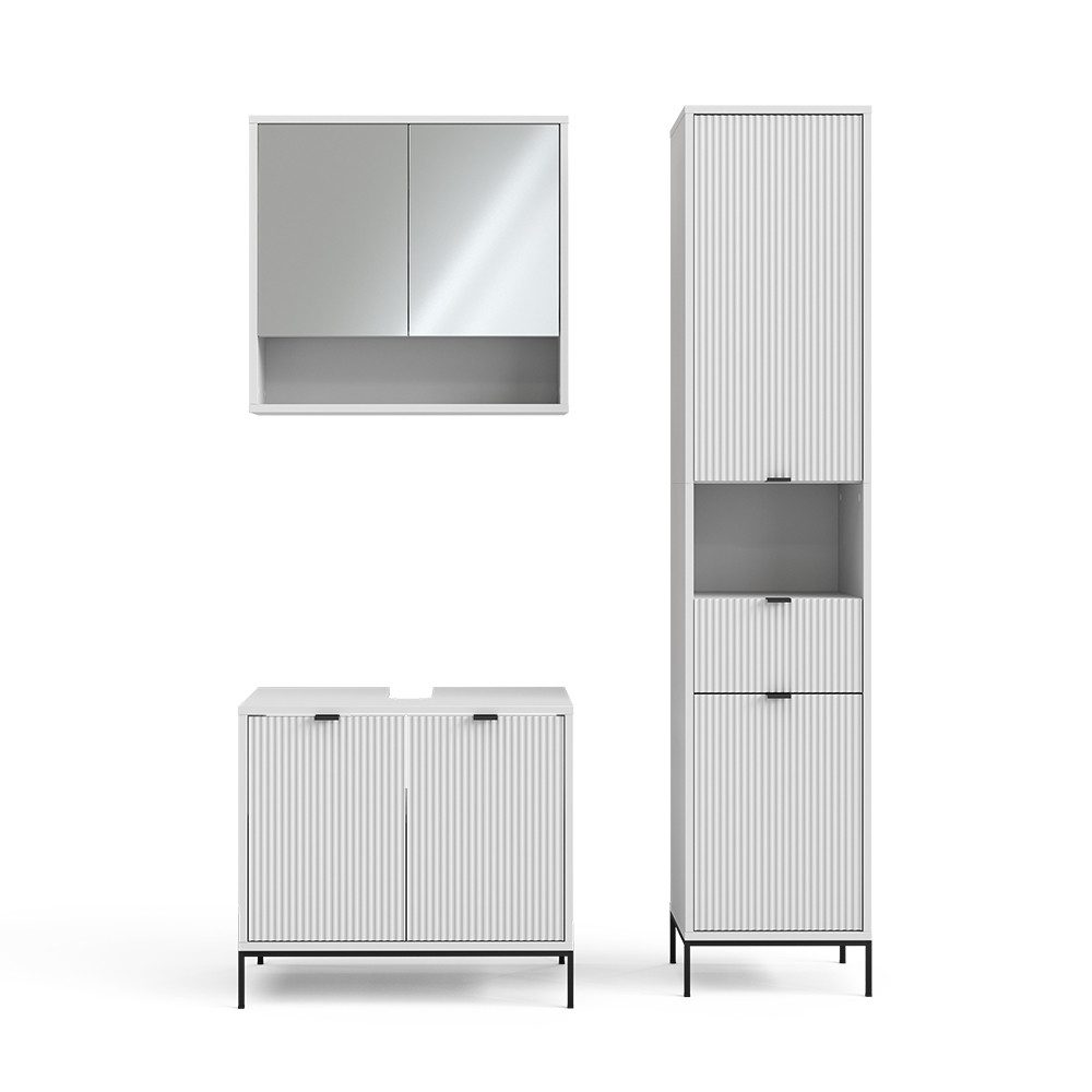 Vicco Badmöbel-Set Eliza, Weiß, 3 Teile, mit Hochschrank, (3-St., 3er Set)