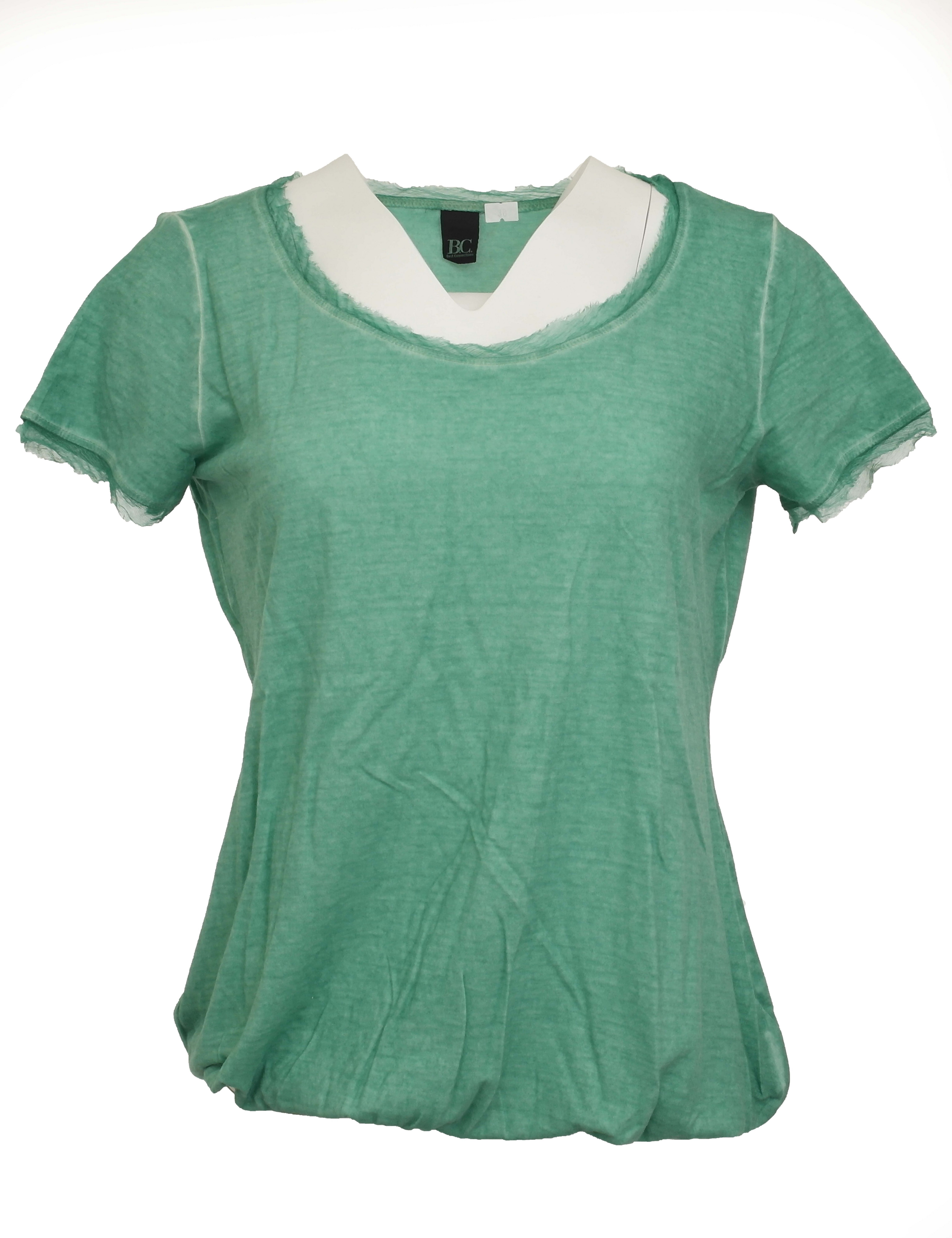 YESET T-Shirt Damen Shirt kurzarm Gummizug Tunika T-Shirt Top grün 008091
