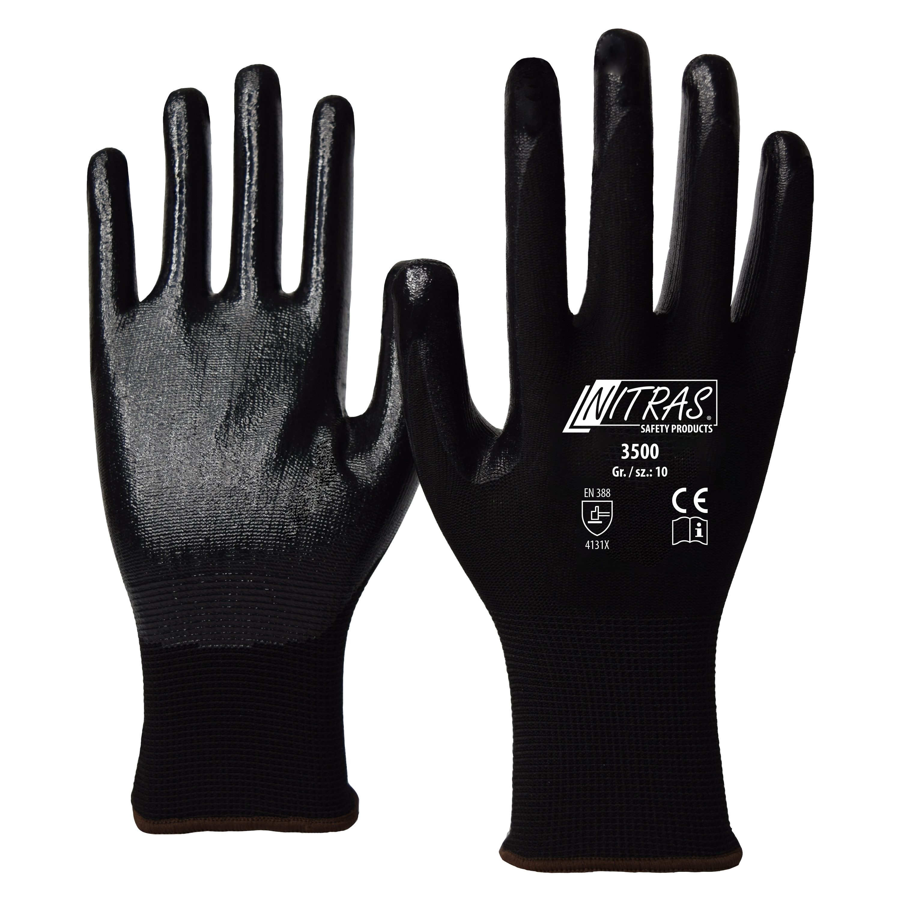 Nitras Abendhandschuhe 144 Paar Strickhandschuhe Nylonhandschuhe mit Nitril Beschichtung