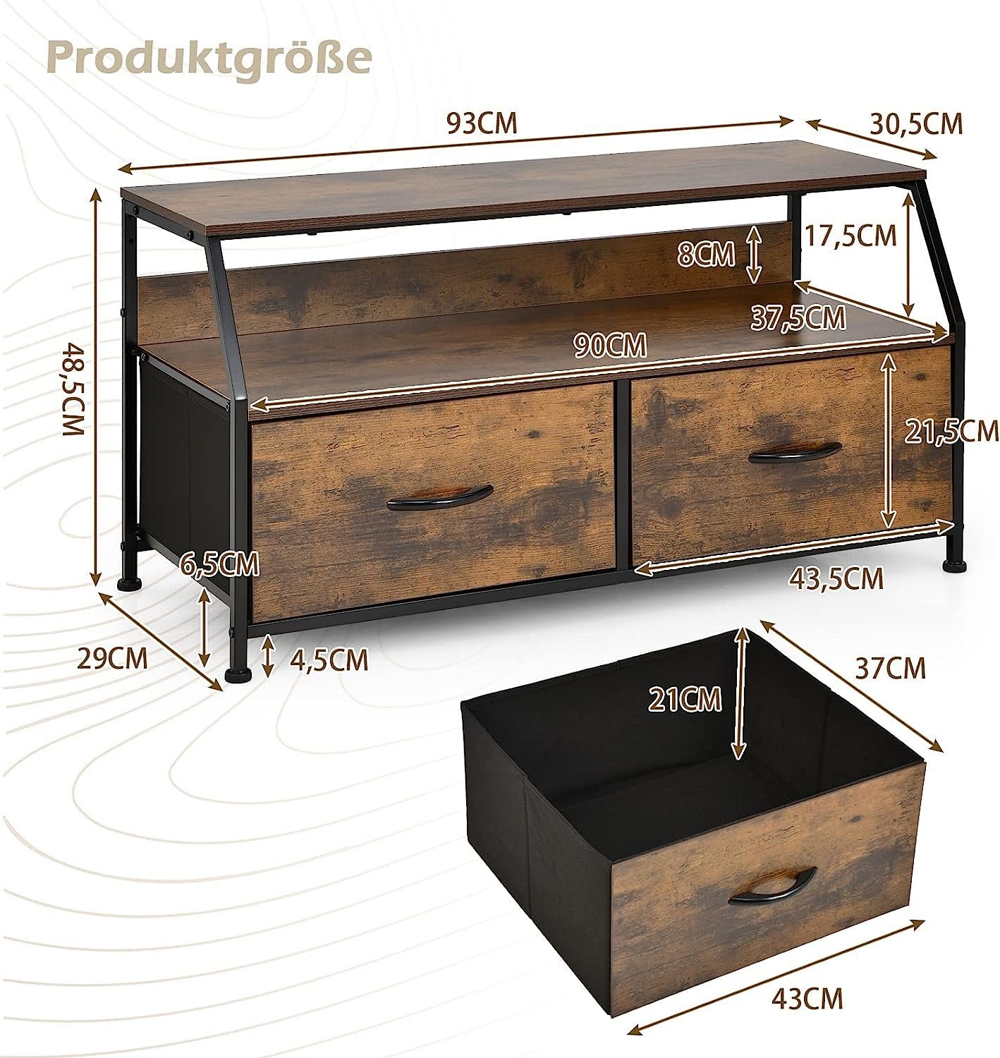 TV-Schrank KOMFOTTEU TV-Ständer, (93x39x48,5cm)