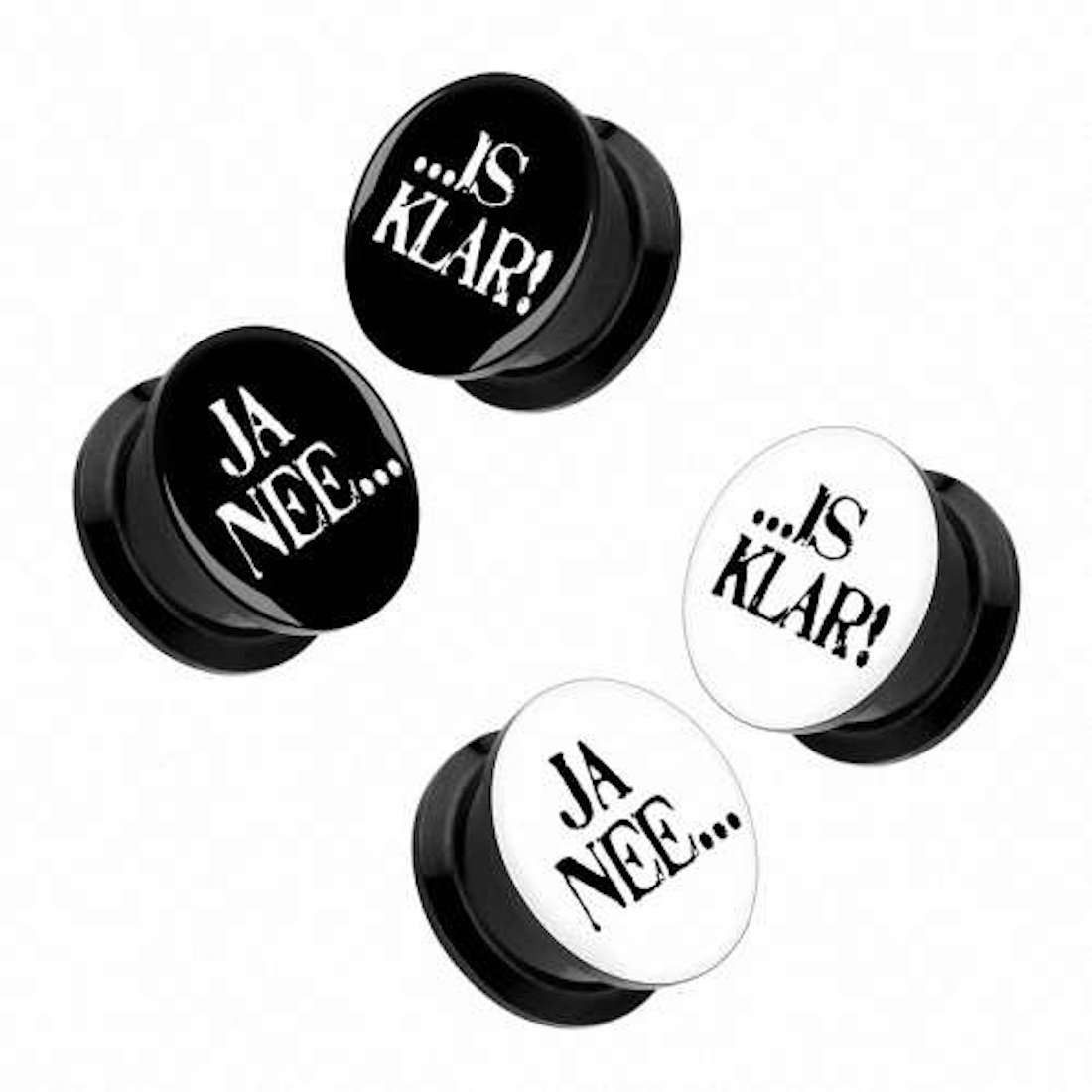 Taffstyle Plug Picture Ohr Tunnel Plug 1 Paar mit Spruch JA NEE, IS KLAR Sc günstig online kaufen