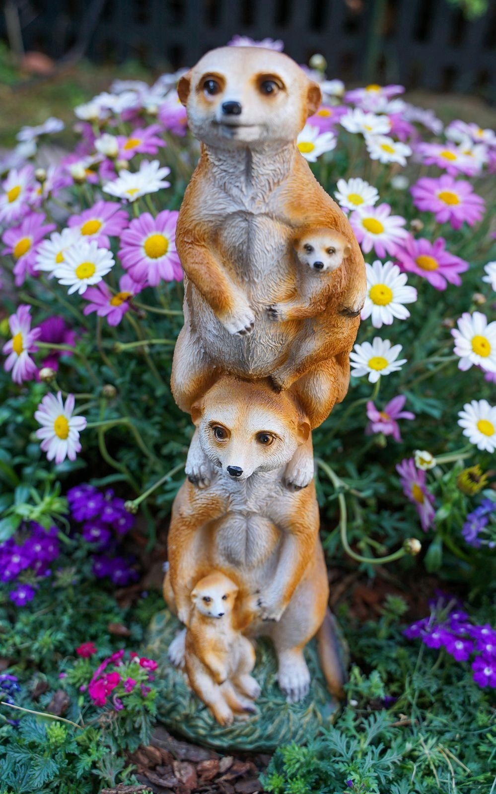 Gartenfigur Schatzkiste Erdmännchenfamilie Kremers