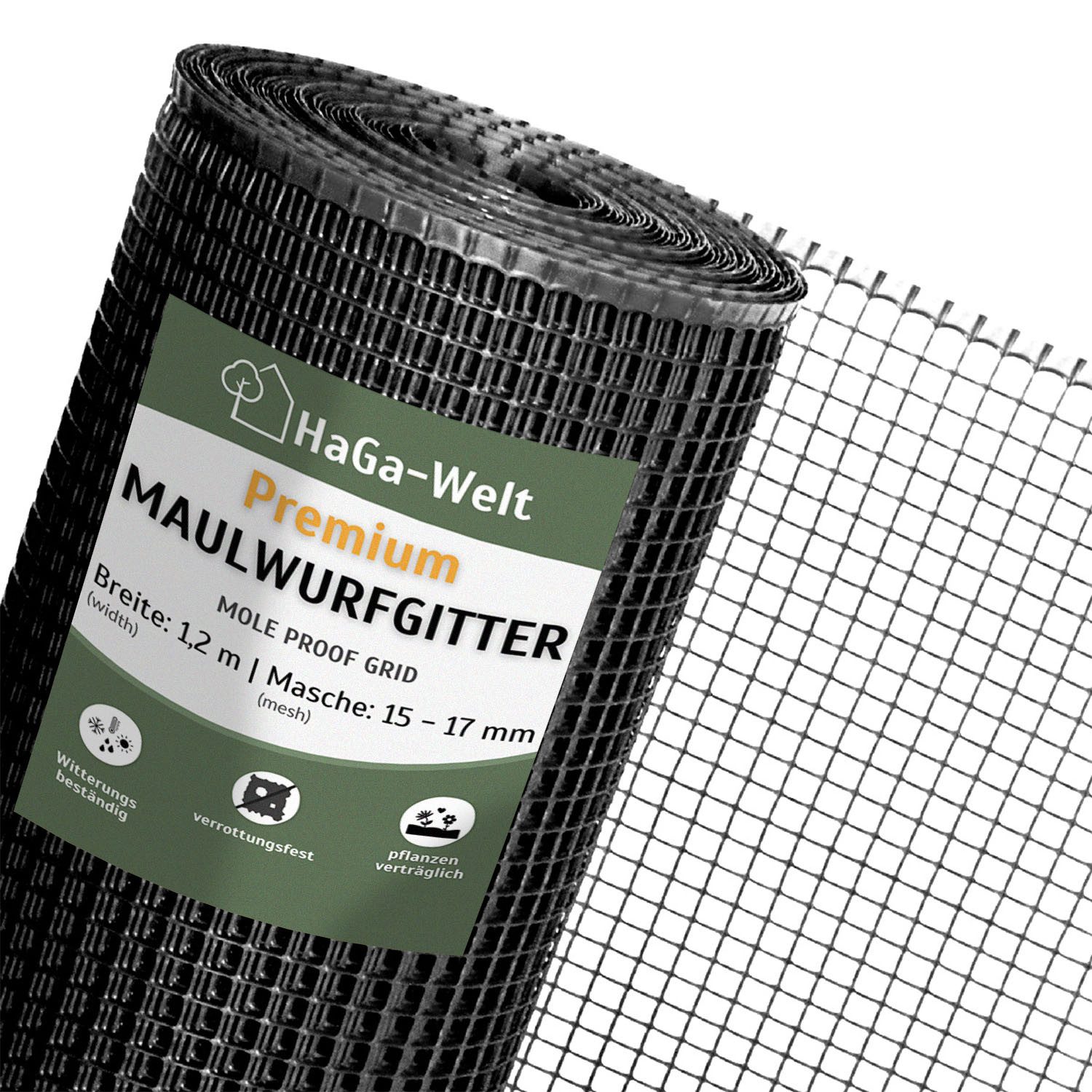 HaGa Maulwurfgitter HaGa Premium Maulwurfsperre 1,2 m x 10 m tierfreundliche Maulwurf, UV-beständig, Gartenzaun, Hühnerzaun, Weidezaun