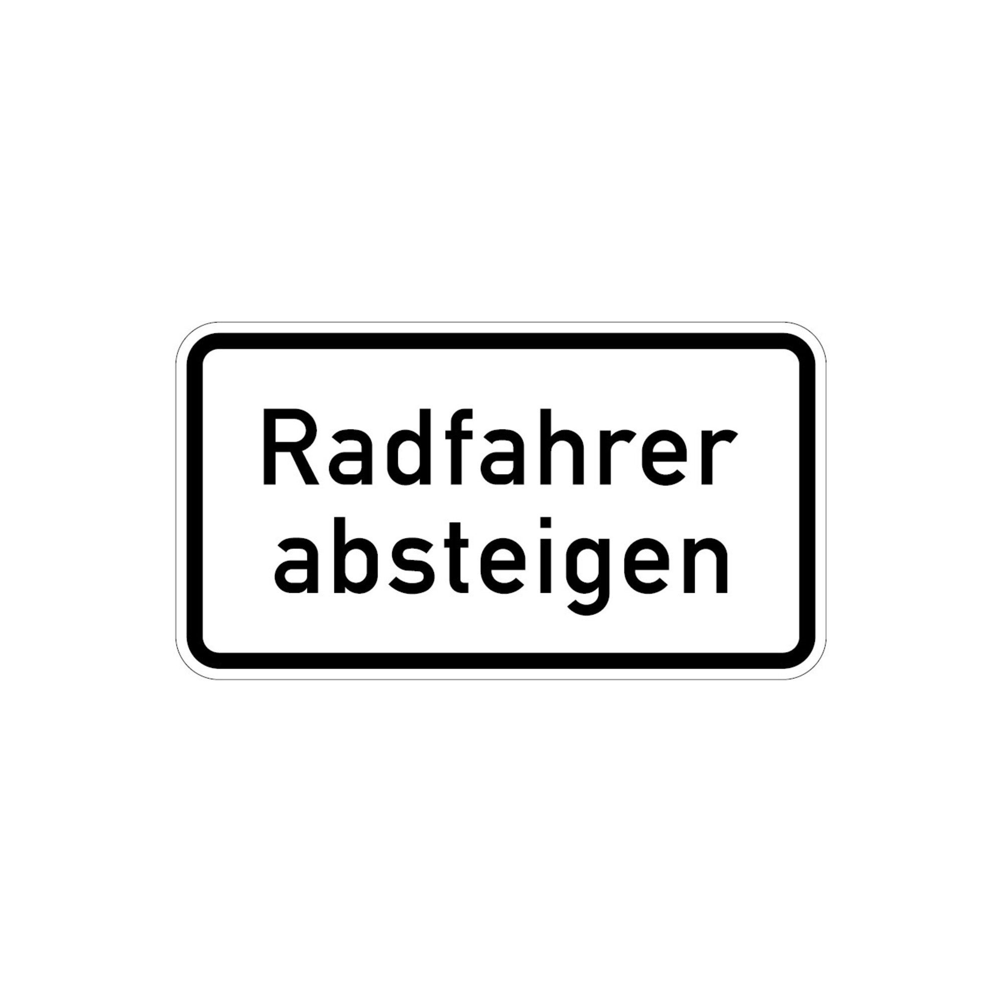Aufkleber Zusatzschild 1012-32, 330x600mm Radfahrer absteigen RAL-Gütezeichen Fo
