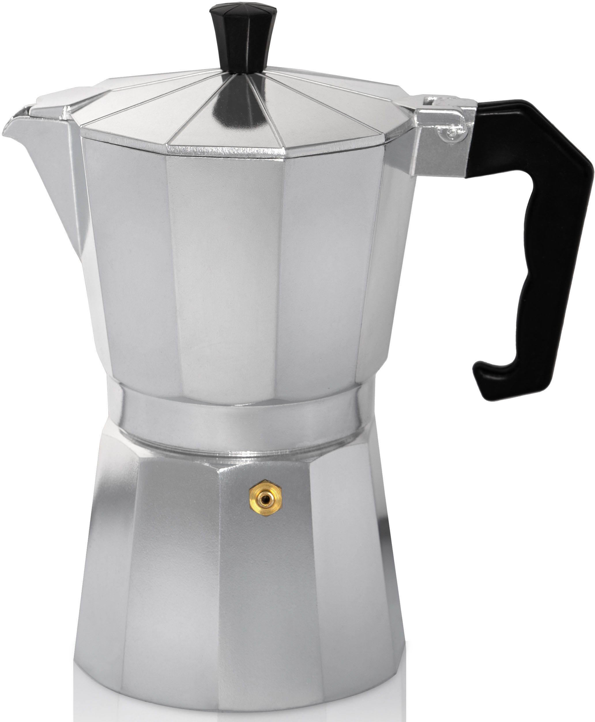 Krüger Espressokocher, 0,45l Kaffeekanne, traditionell italienisch, aus Aluminium, mit Silikon-Dichtungsring