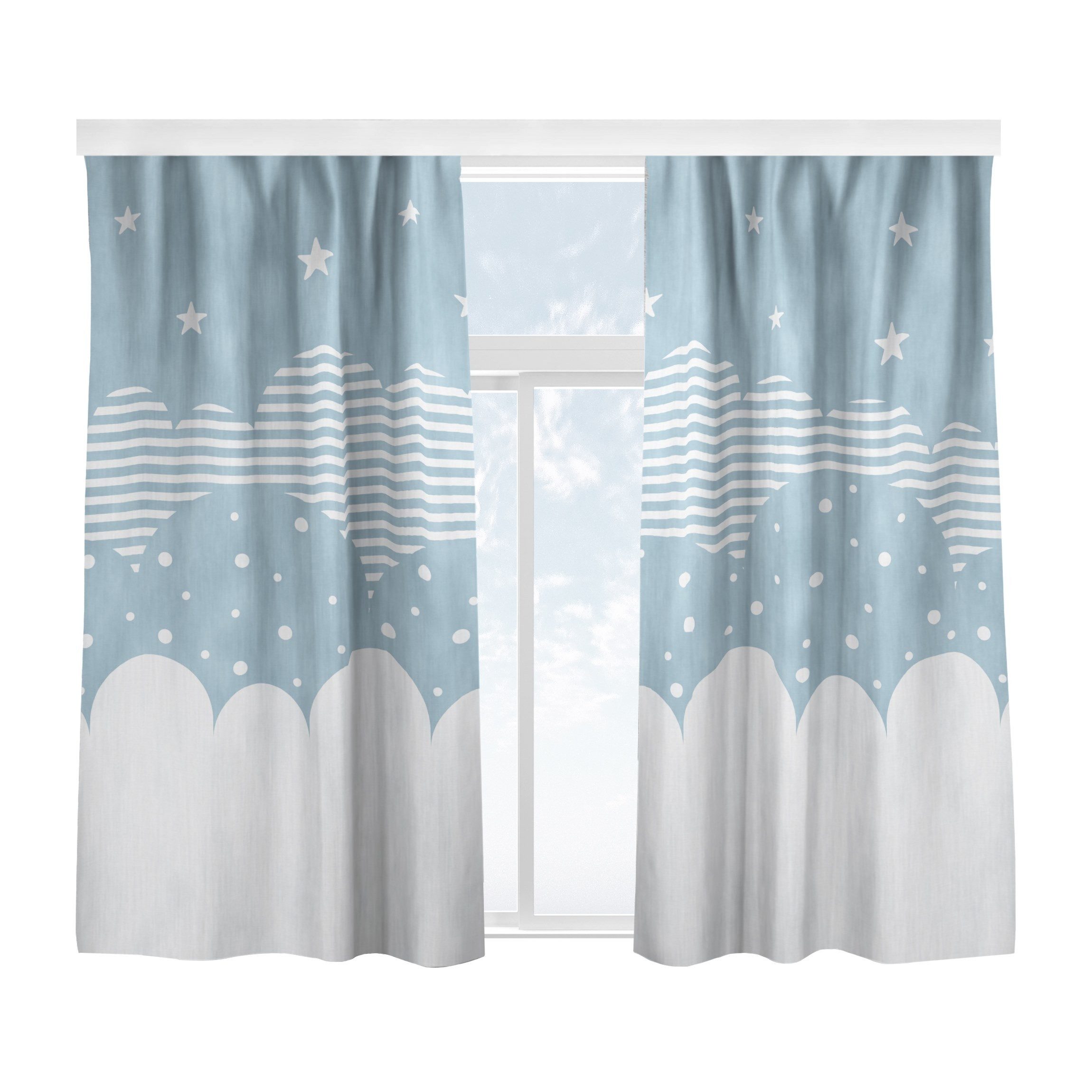 Bilderdepot24 Vorhang Gardine Muster Himmel Wolken Sterne Blau Türvorhang Raumteiler (1 St), Multifunktionsband, blickdicht, Samt, Schiebegardinen Babyzimmer Kinderzimmer Schiebevorhang