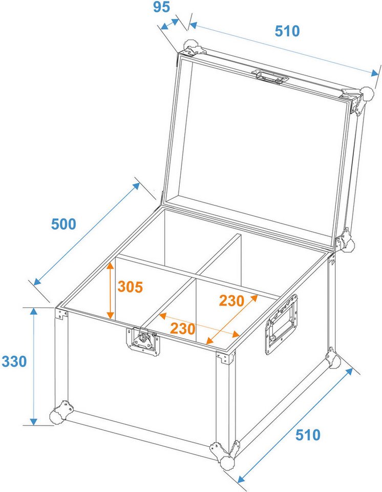 Thumbnail - Roadinger Transportbehälter ROADINGER Flightcase EP-64 4x PAR-64 Spot kurz