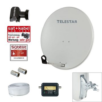 TELESTAR Sat Antenne DIGIRAPID 60S mit Twin LNB/50m Kabel/F-Steckern/Satfinder SAT-Antenne (60 cm, Stahl, 2-Teilnehmer Anlage)
