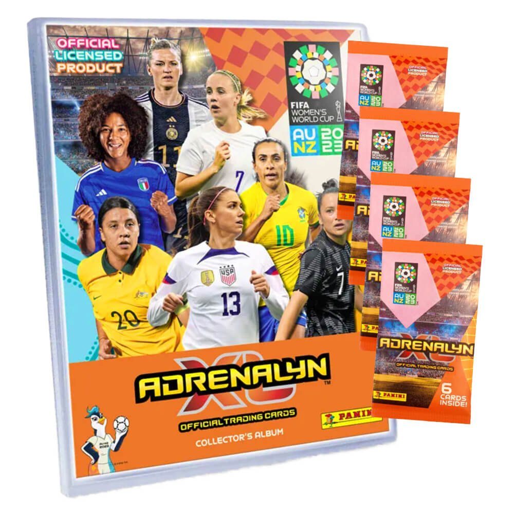 Panini Sammelkarte Panini Fifa Frauen Fußball WM Karten 2023 - Trading Cards - 1 Sammelma, Frauen WM 2023 - 1 Mappe + 4 Booster Karten