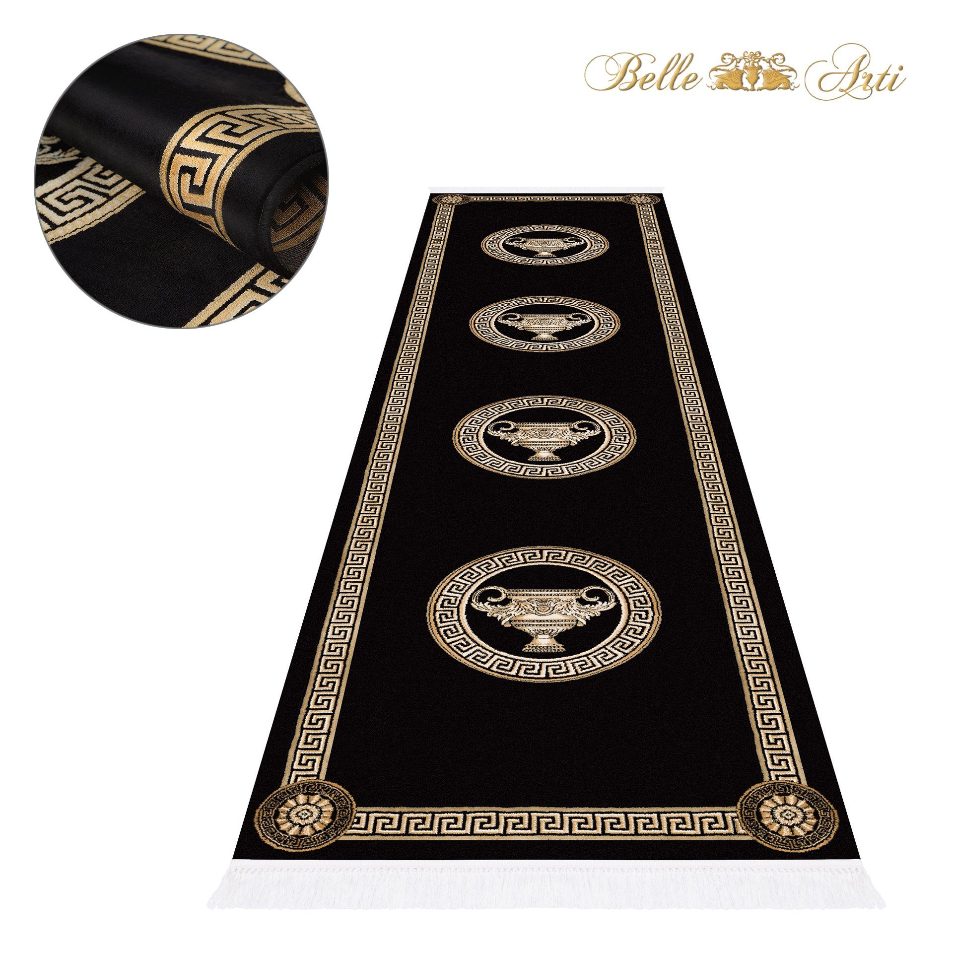 Belle Arti Teppich Teppich Wohnzimmer Flur Läufer Teppichläufer Amphore 100% Viskose, Rechteckig, Seidenoptik Rutschfest Antiallergisch Fransen Orientalisch