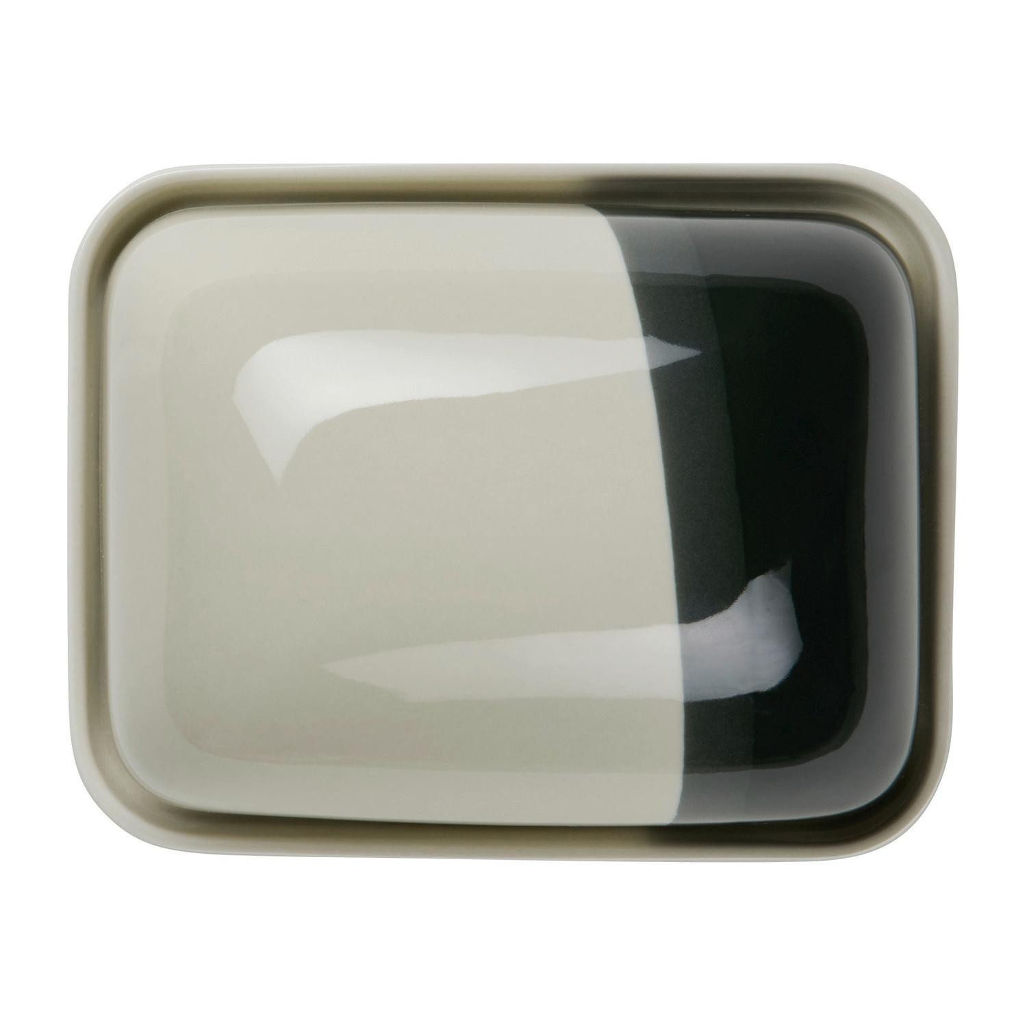 ASA SELECTION Butterdose Butterdose JOY, 15,5 x 12,5 cm, Grau, Schwarz, Porzellan, (1-tlg), Porzellan