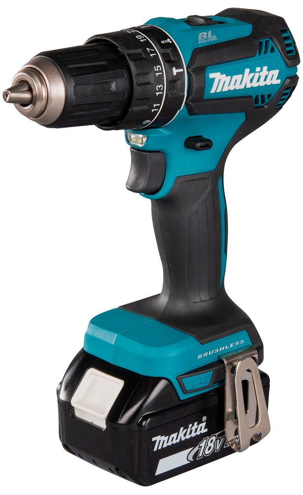 Makita Akku-Schlagbohrschrauber DHP485RTJ, max. 1900 U/min, mit 2 Akkus 18 V/5 Ah und Ladegerät, inkl. Aufbewahrungskoffer