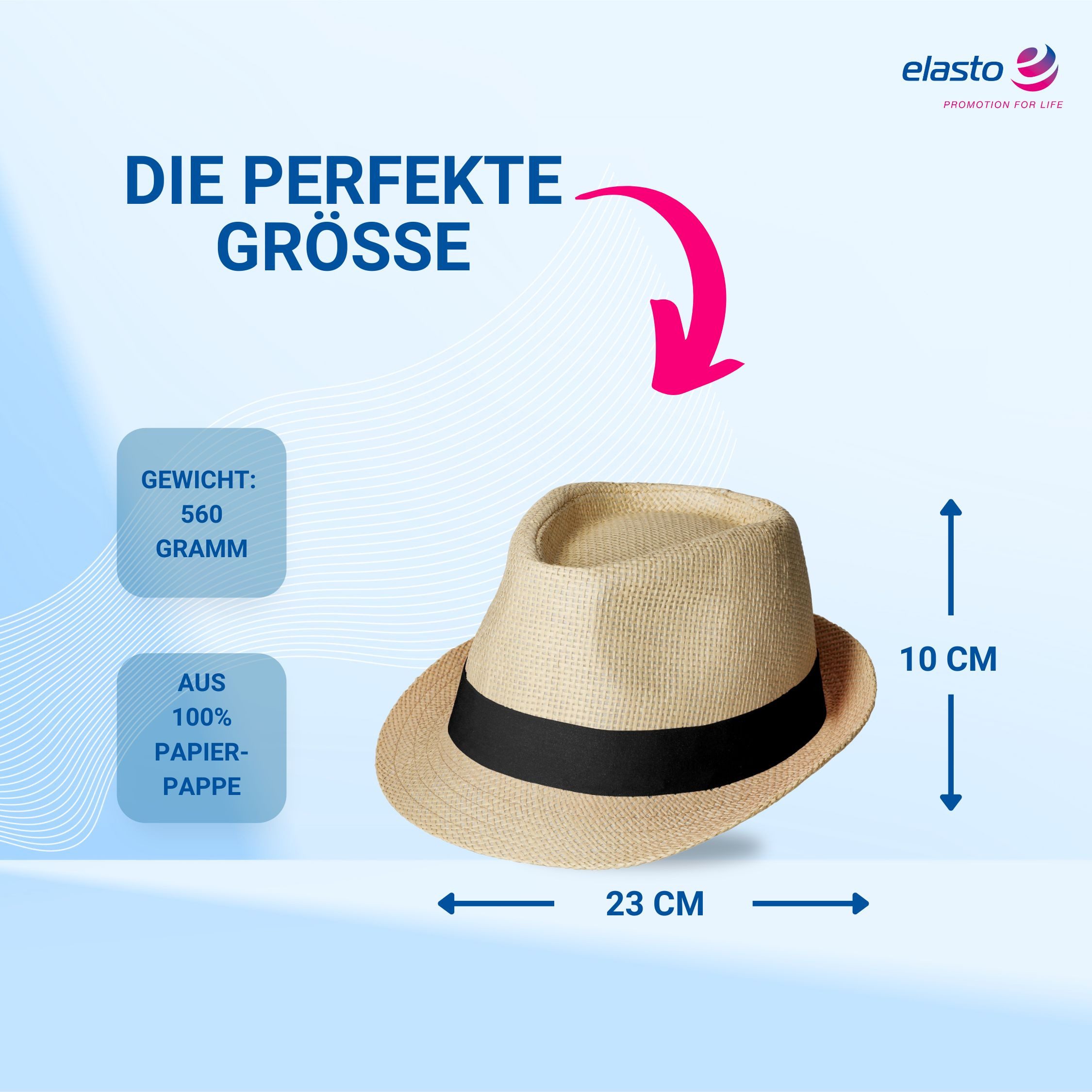 elasto Schirmmütze Sommerhut SALVADOR Sonnenhut Damen & Herren aus Papier/Stroh