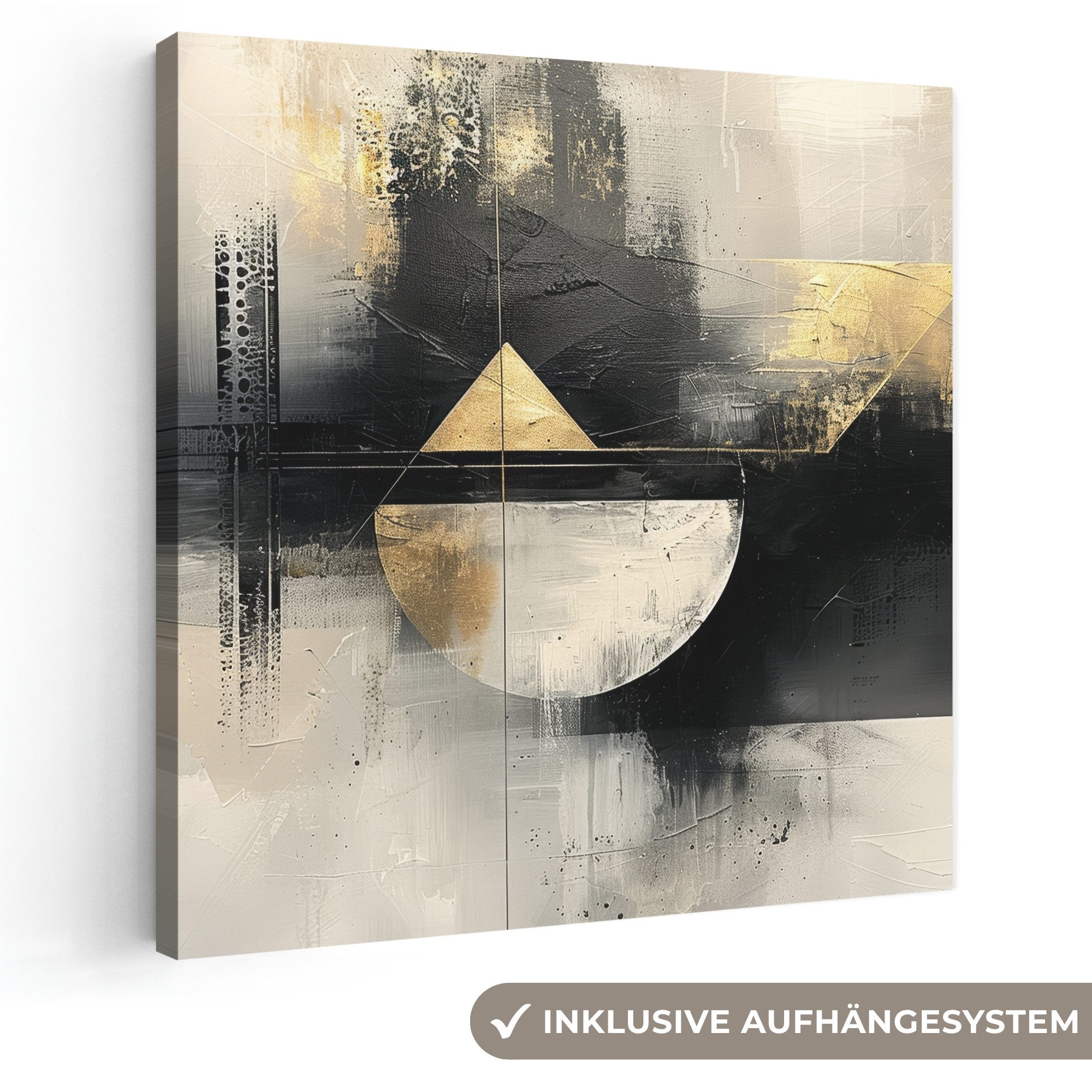 OneMillionCanvasses® Leinwandbild Abstrakt - Schwarz - Farbe - Modern, Fotodruck (1 St), Wandbild, Deko Schlafzimmer Wohnzimmer Flur 20x20 cm