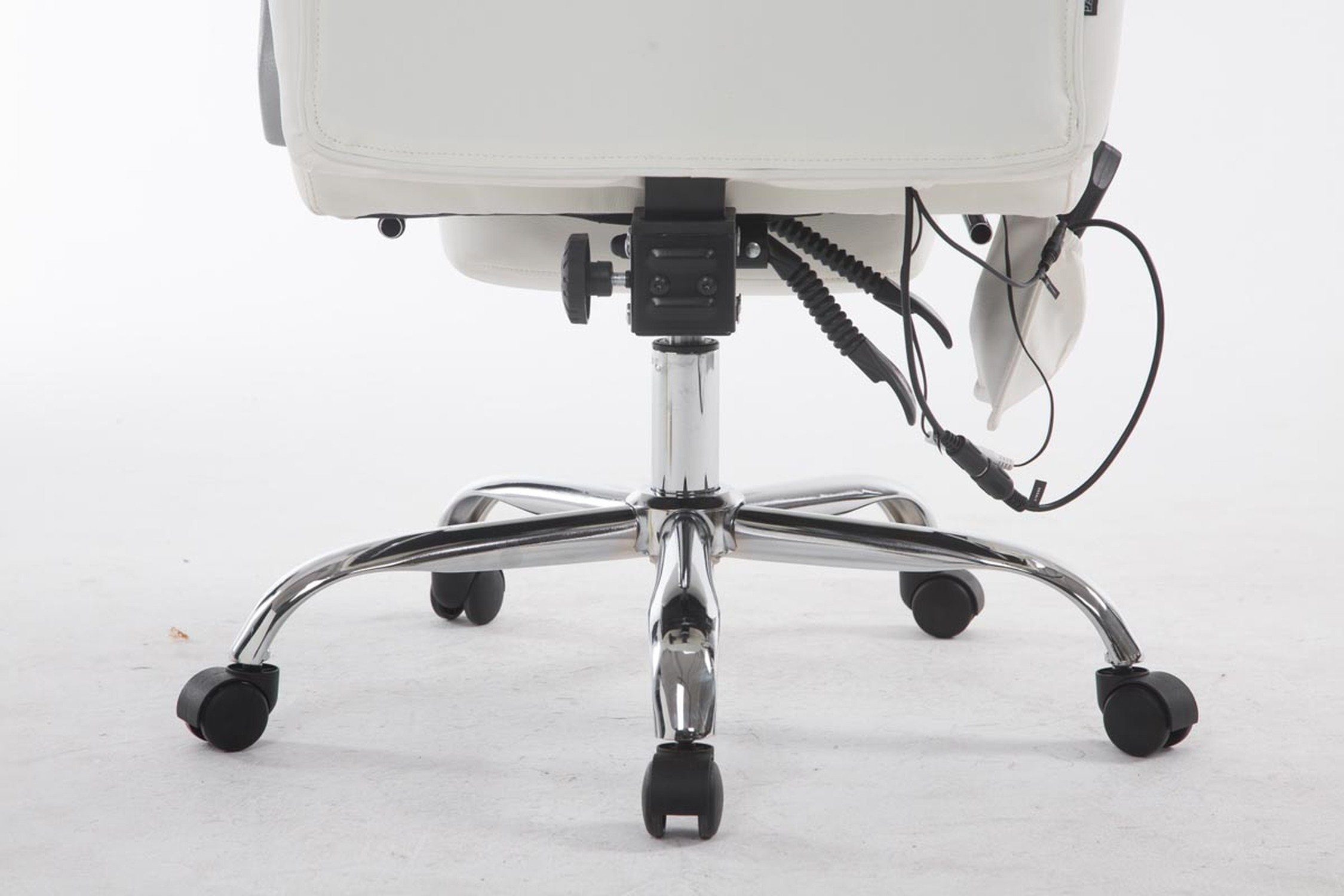 TPFLiving Bürostuhl Pacira-N (Schreibtischstuhl, weiß Sitzfläche: Bürostuhl - Gestell: Chefsessel, Kunstleder chrom mit drehbar Massagefunktion - Metall XXL), Drehstuhl, und 360° höhenverstellbar