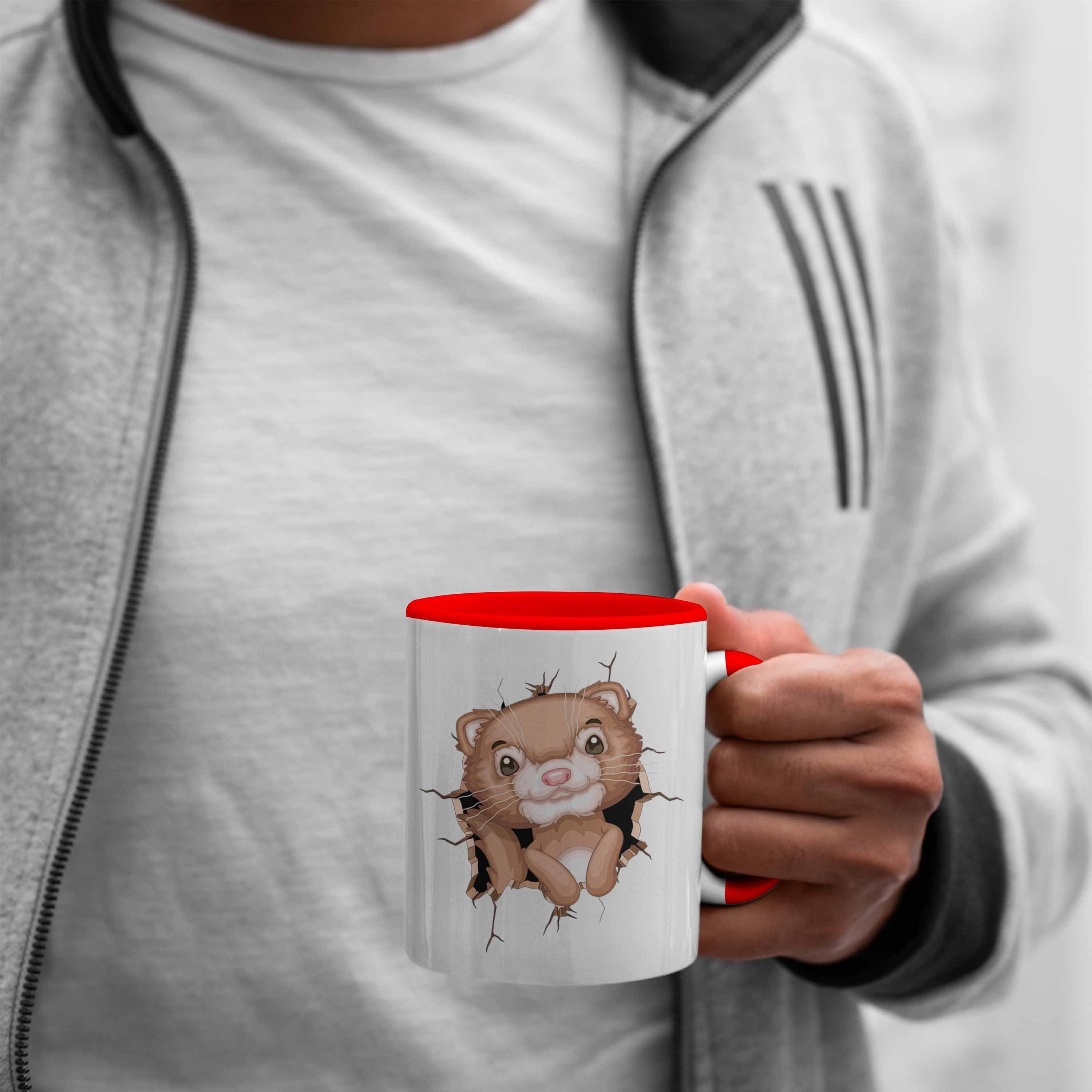 Otter-Liebha Tasse Grafik Otter Geschenkdidee Rot 3D Lustige Trendation Kaffee-Becher Tasse