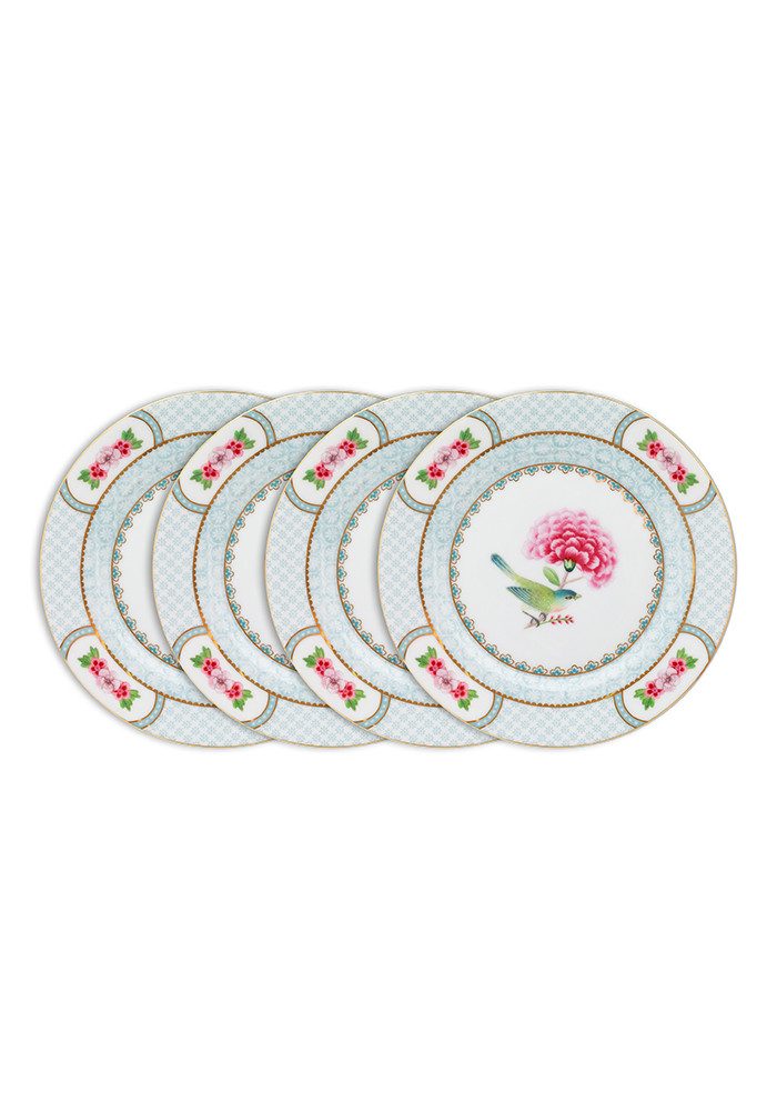 PiP Studio Teller-Set Kuchen-Teller Blushing Birds, Ø 17 cm (4-tlg), 4 Personen, Porzellan, Frühstücksteller im 4er Set