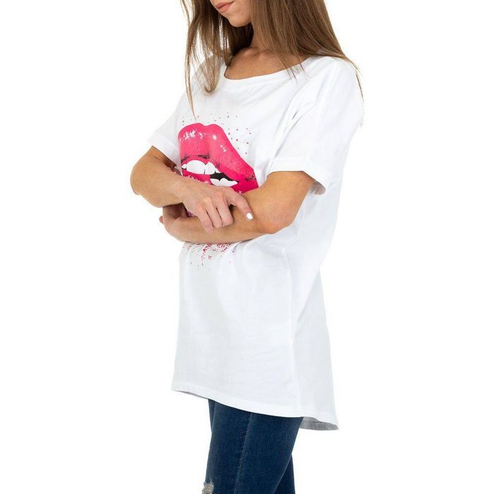 Ital-Design T-Shirt Damen Freizeit Print T-Shirt in Weiß