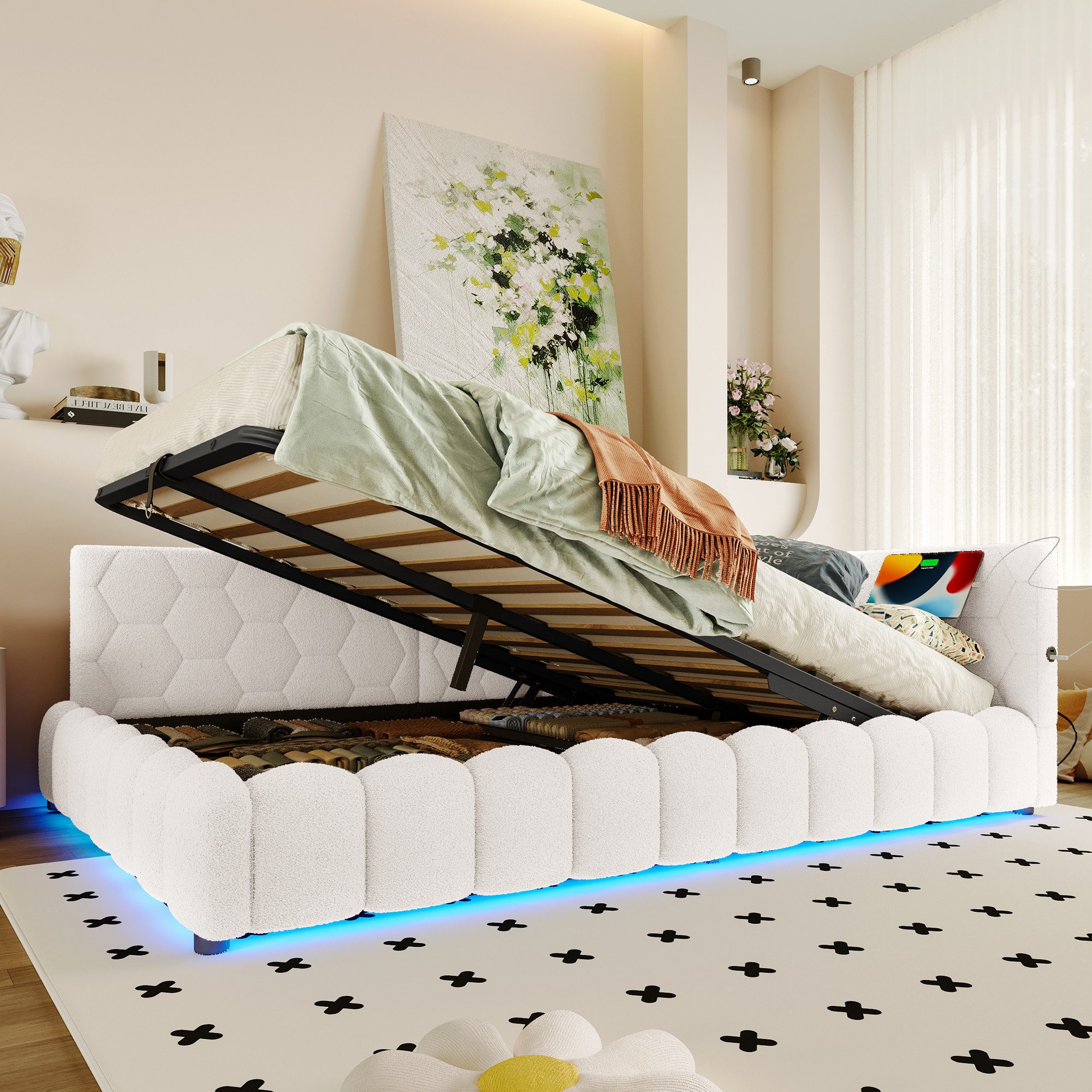 HAUSS SPOLE Schlafsofa 140x200cm mit LED-Lichtleiste, günstig online kaufen