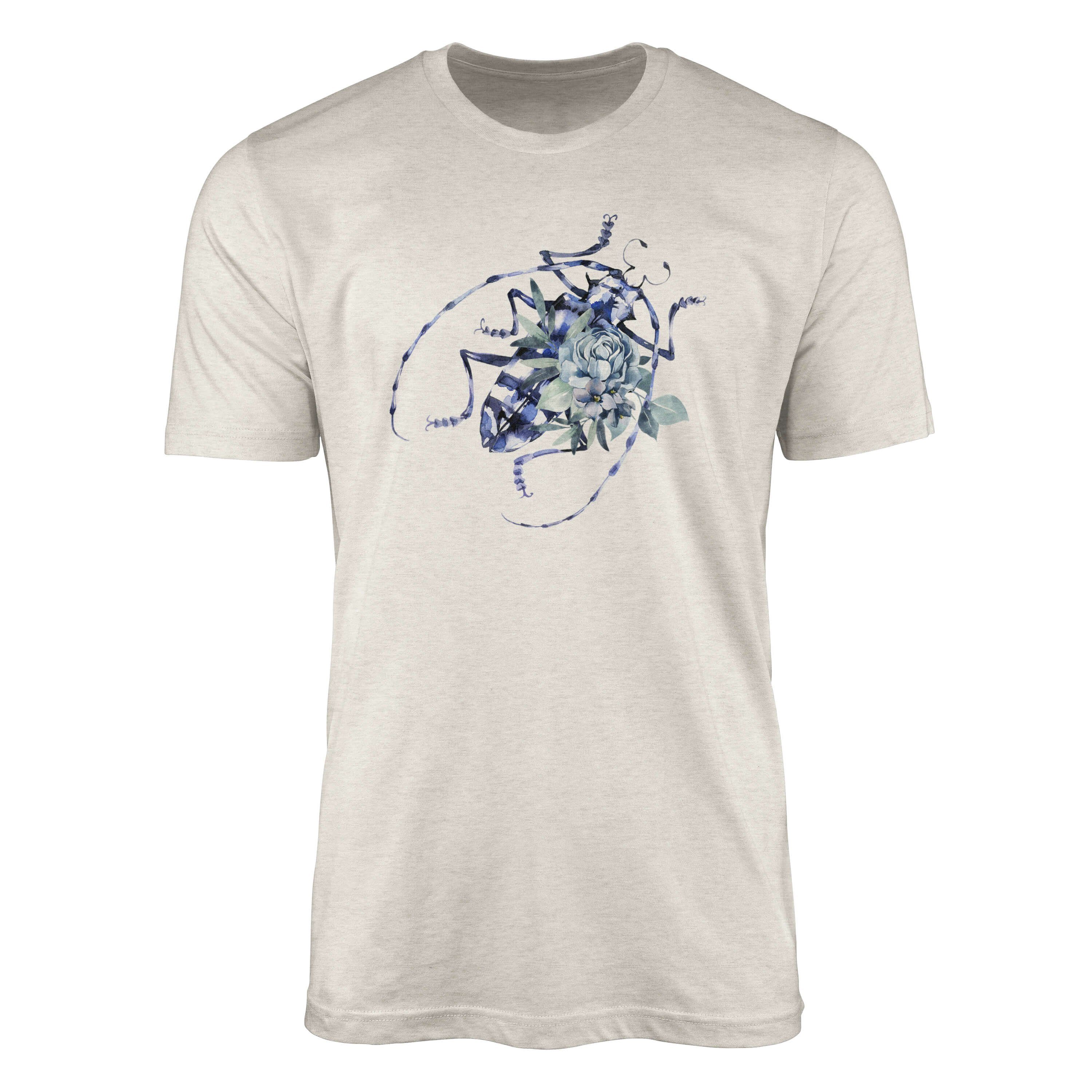 T-Shirt Nachhaltig Aquarell Herren Motiv Sinus Organic Käfer (1-tlg) 100% Farbe Insekt Bio-Baumwolle T-Shirt Shirt Art Ökomod