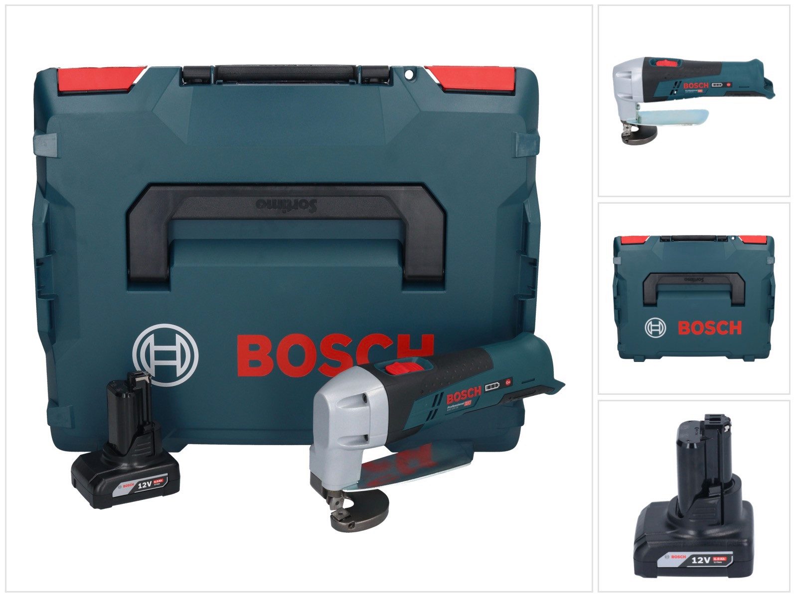 Bosch Professional Akku-Universalschere GSC 12V-13 Professional Akku Blechschere 12 V + 1x Akku 6,0 Ah + L-Bo