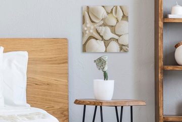 OneMillionCanvasses® Leinwandbild Muschel - Strand - Weiß, (1 St), Leinwand Bilder für Wohnzimmer Schlafzimmer