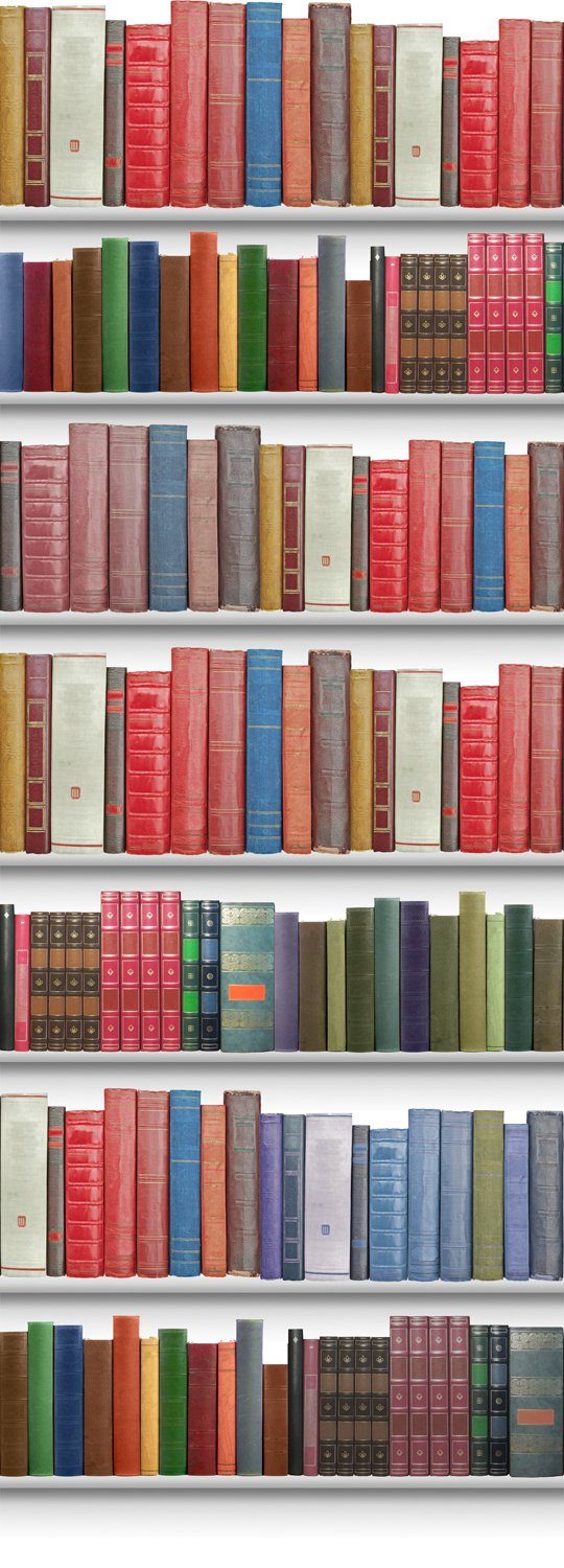 queence Vinyltapete Fayette, Bücher, Bücherregal, glatt, Streifen, 90x250cm, selbstklebend, kinderleichte Anbringung, Sticker
