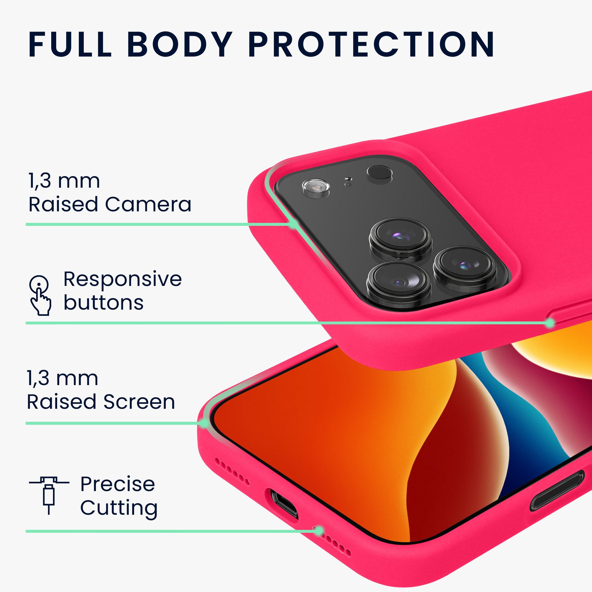 kwmobile Smartphone-Hülle Handyhülle für Apple iPhone 18 Pro Max / iPhone 17 Pro Max Hülle, Weiches Handy Silikon Case - Schutzhülle Cover – Bild 4 von 5
