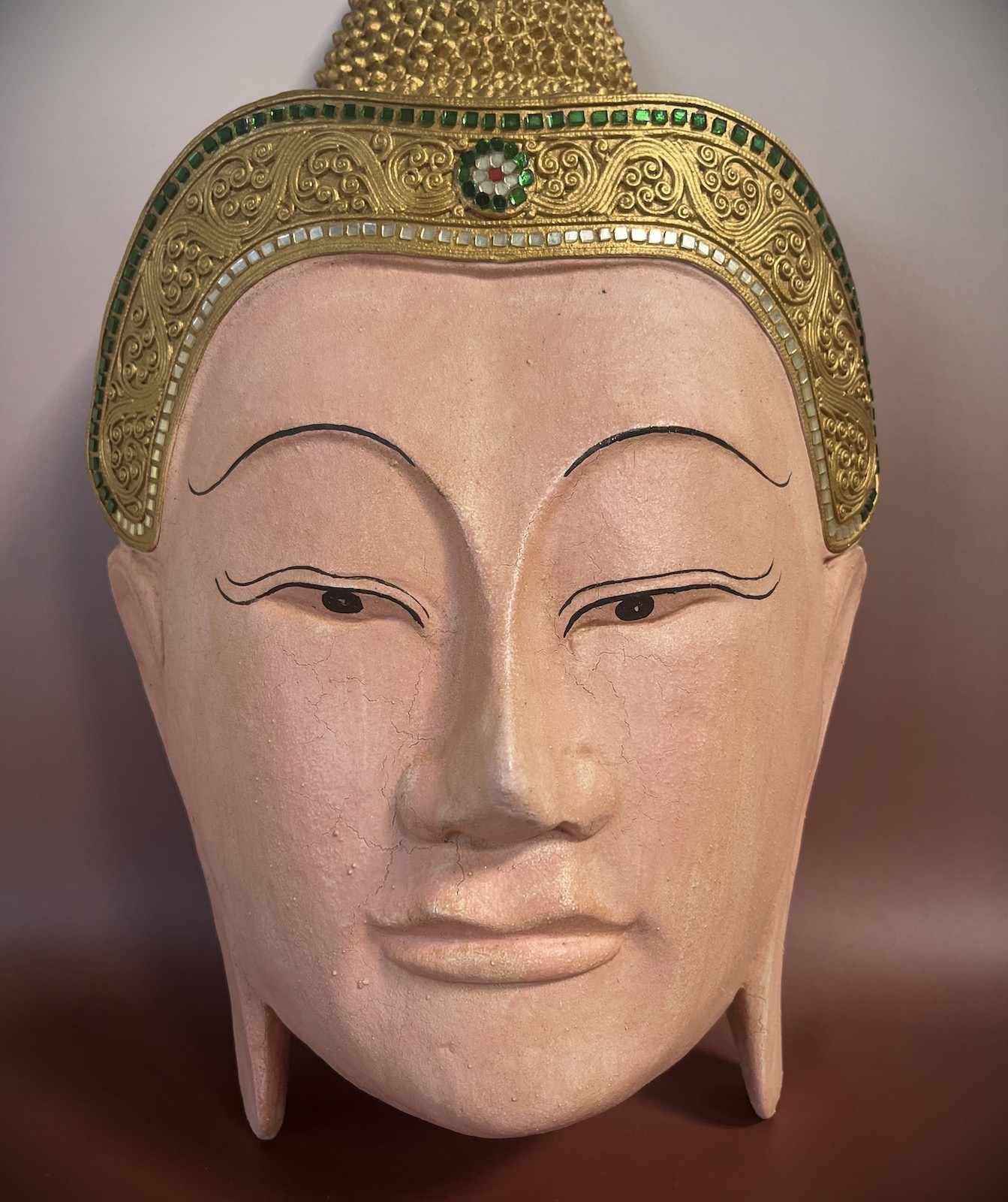 Asien 50cm LifeStyle Buddha Skulptur Kopf groß Thailand Holz Maske Buddhafigur