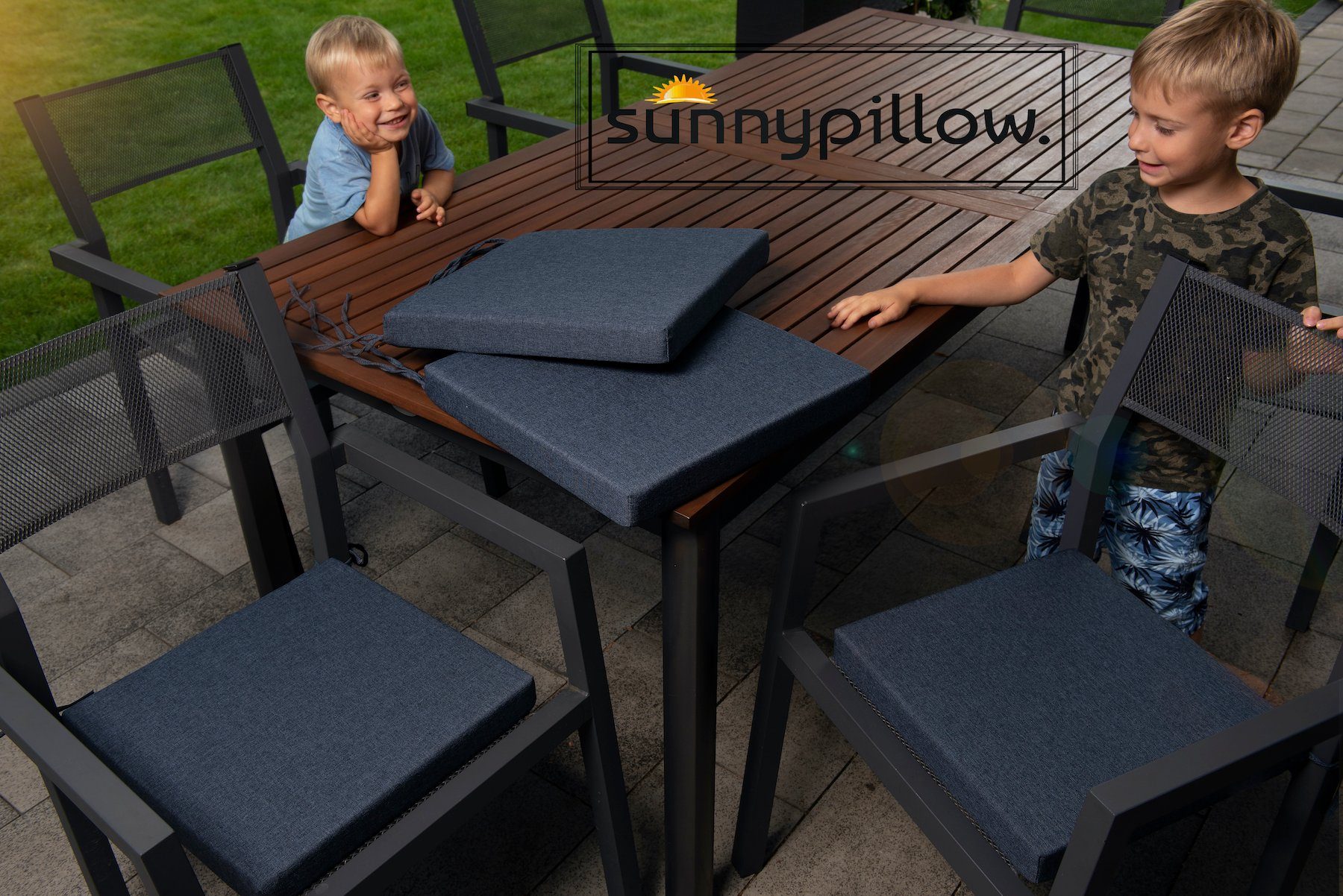 sunnypillow Stuhlkissen 4er Set Kissen 40 x 40 x 5 cm, Sitzkissen Sitzauflage für Stühle, Bänke