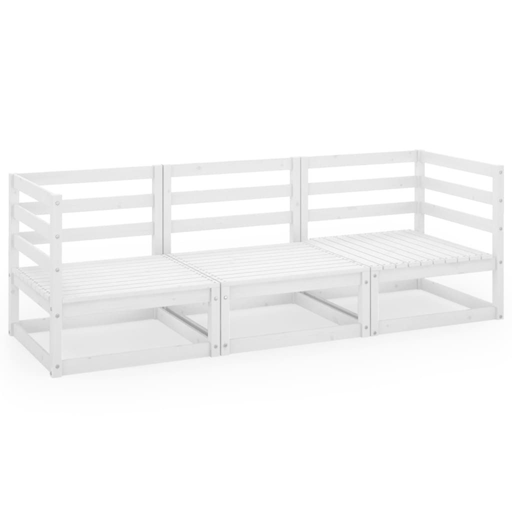 vidaXL Loungesofa Outdoor-Sofa 3-Sitzer Weiß Massivholz günstig online kaufen