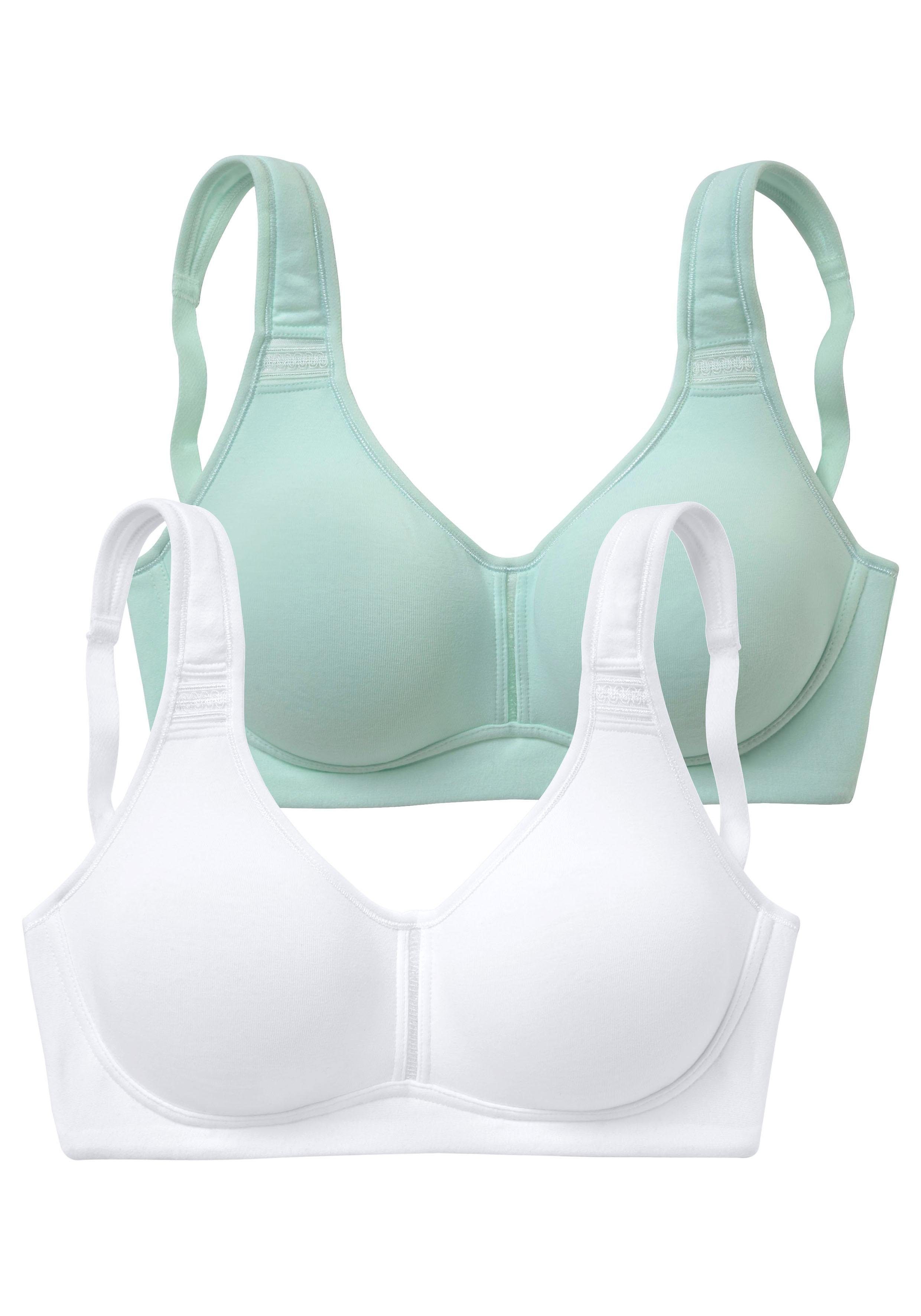 aus fleur Baumwolle, Dessous Stück) ohne mint+weiß petite Basic 2 T-Shirt-BH (Packung, Bügel