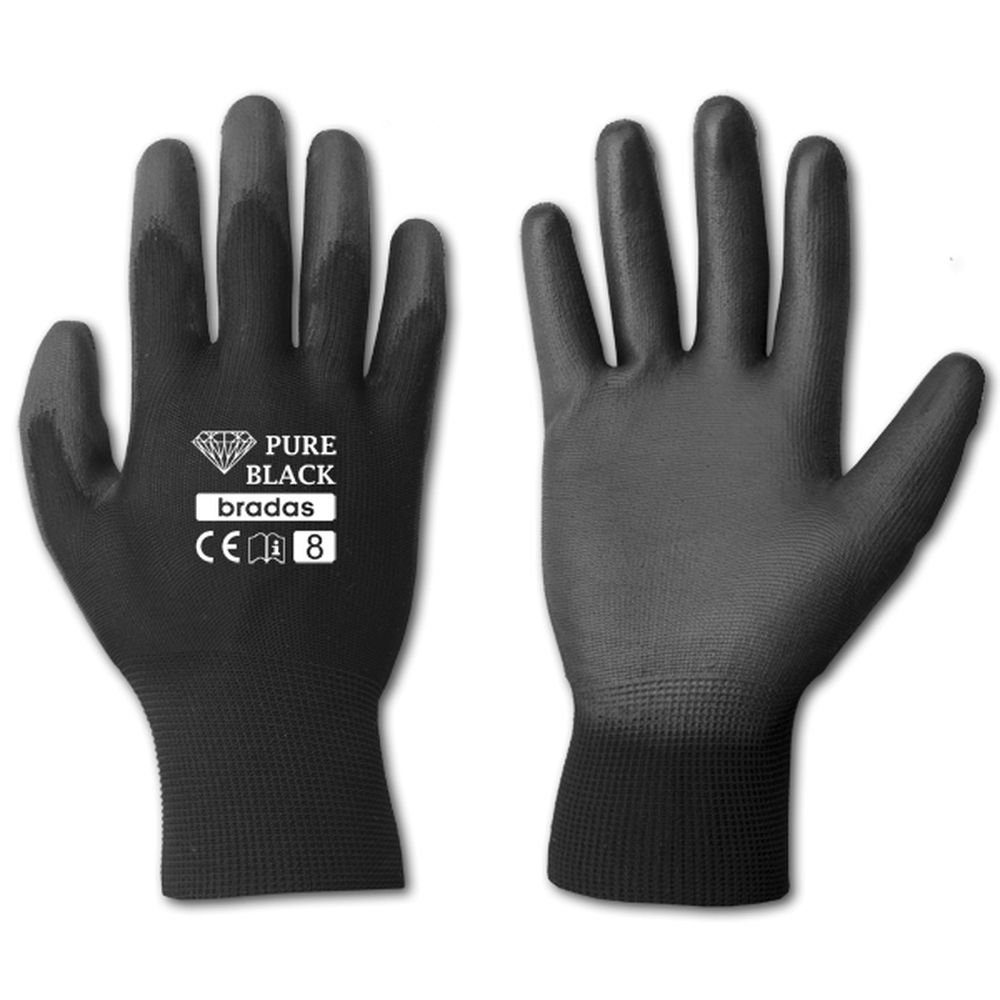 Mechaniker-Handschuhe Stärke 13 9 Handschuhe 10 Arbeits Montage PU Industrie schwarz Bradas Gr 8