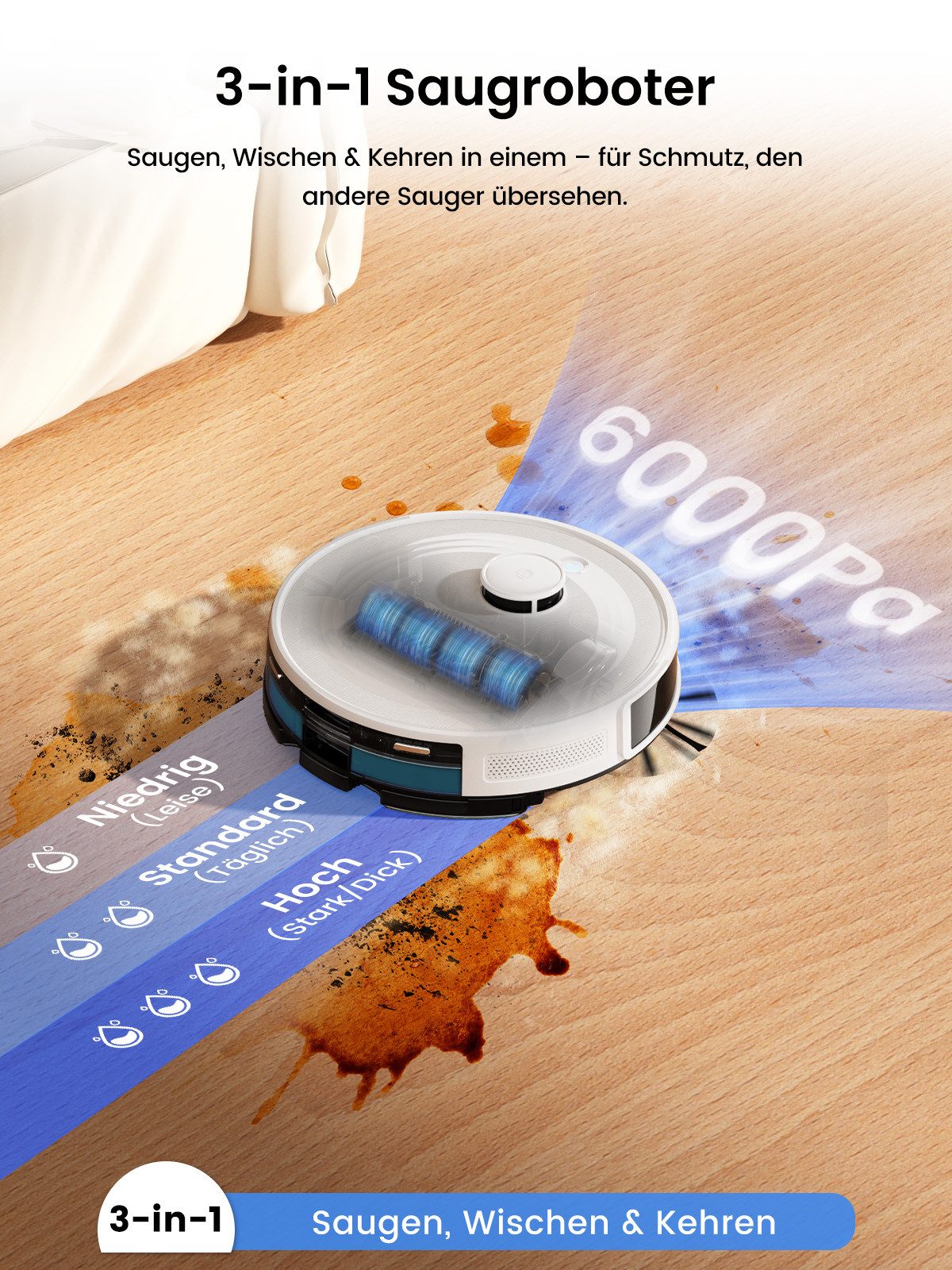 Lefant Saugroboter M2L Plus Saugroboter mit Absaugstation, 75 Tage Selbstreinigend, mit Beutel, Selbstreinigend, zentrale Burste, 130Min