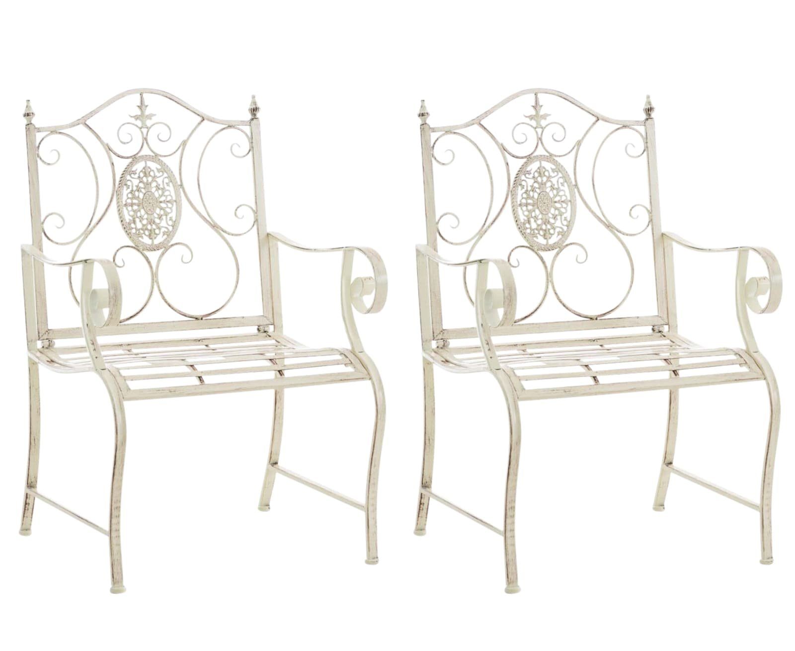 CLP Gartenstuhl Punjab (2er Set), Vintage, Eisen, Armlehnen, klappbar antik-creme | Stühle