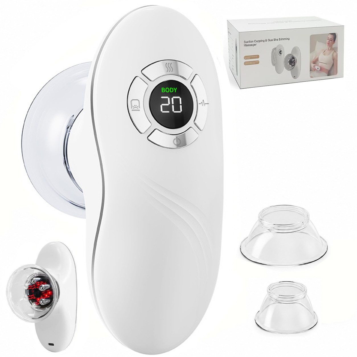 OYLCDI Massagegerät Gua Sha Schröpfgerät Elektrisch, EMS Massagegerät,Vakuum Massagegerät, mit 9-stufiger Saugkraft,EMS-Mikrostromfunktion,Rotlicht-Wärmefunktion, 20-Min-Timer, für Rücken, Schultern, Bauch, Arme und Beine